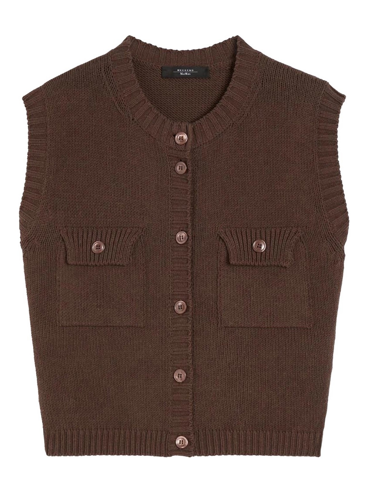 Weekend Max Mara Weekend Maxmara Cotton-blend Yarn Gilet Chocolate In Brown