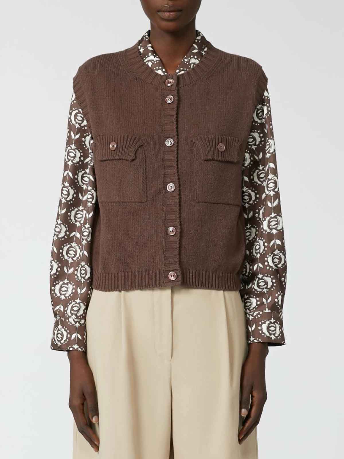 Weekend Max Mara Weekend Maxmara Cotton-blend Yarn Gilet Chocolate In Brown