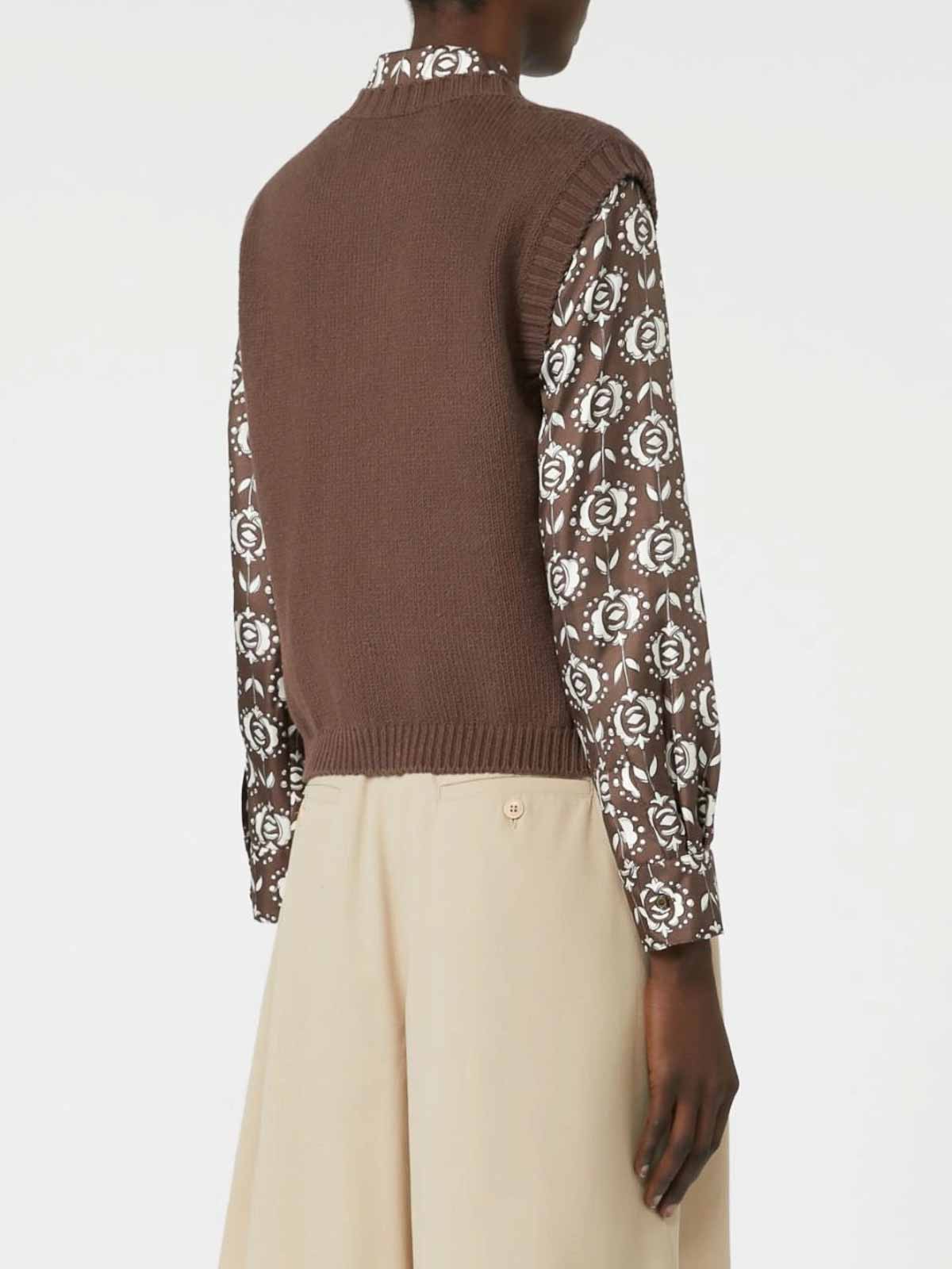Weekend Max Mara Weekend Maxmara Cotton-blend Yarn Gilet Chocolate In Brown