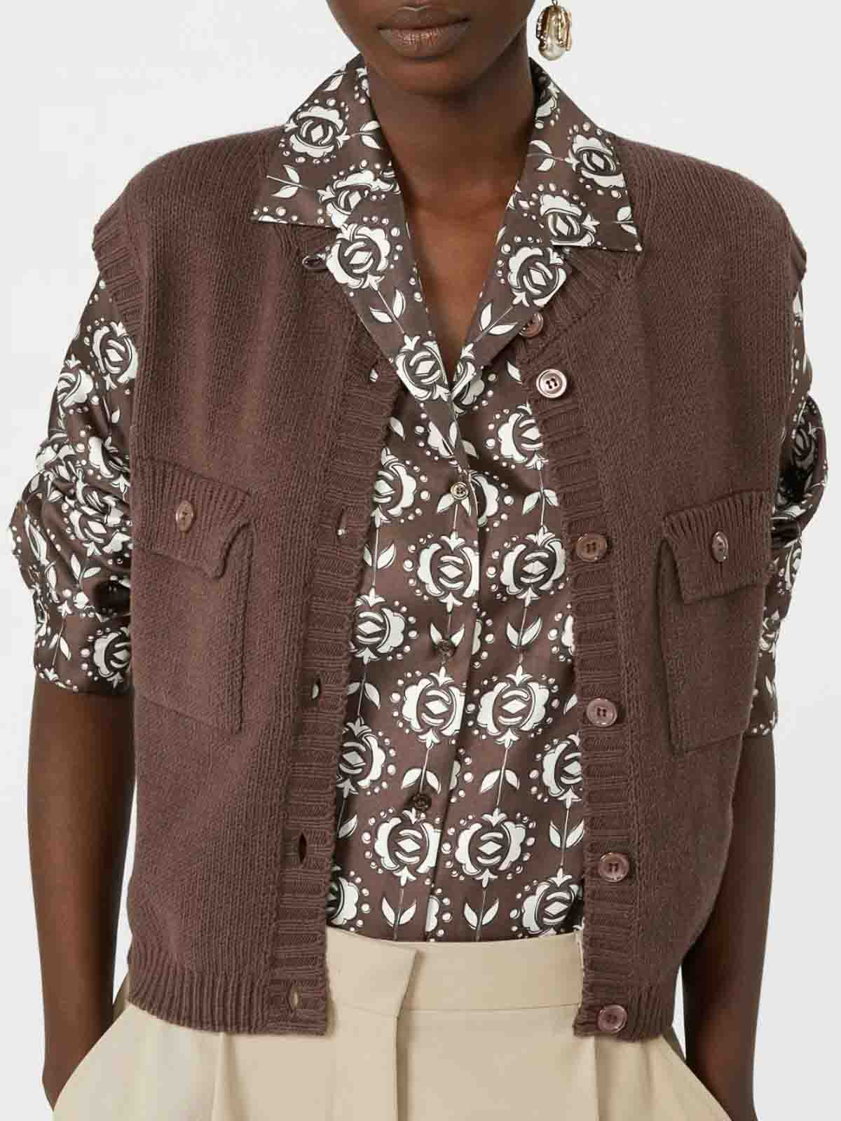 Weekend Max Mara Weekend Maxmara Cotton-blend Yarn Gilet Chocolate In Brown