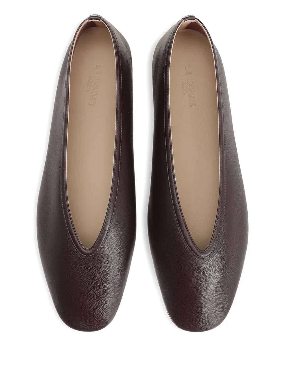 Le Monde Beryl Luna Calfskin Ballerina Flats In Brown