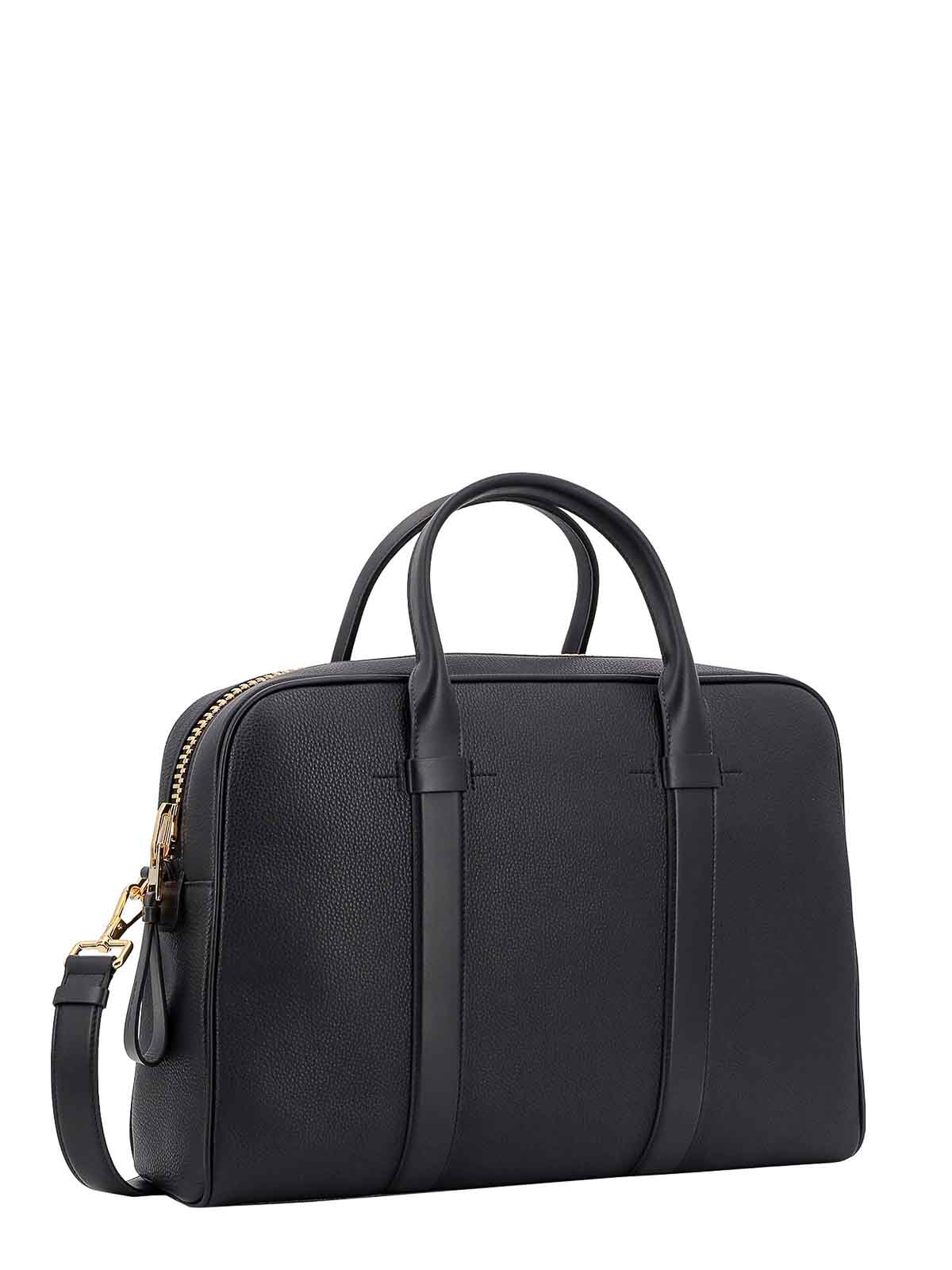 Tom Ford Leather Work Bag In Black