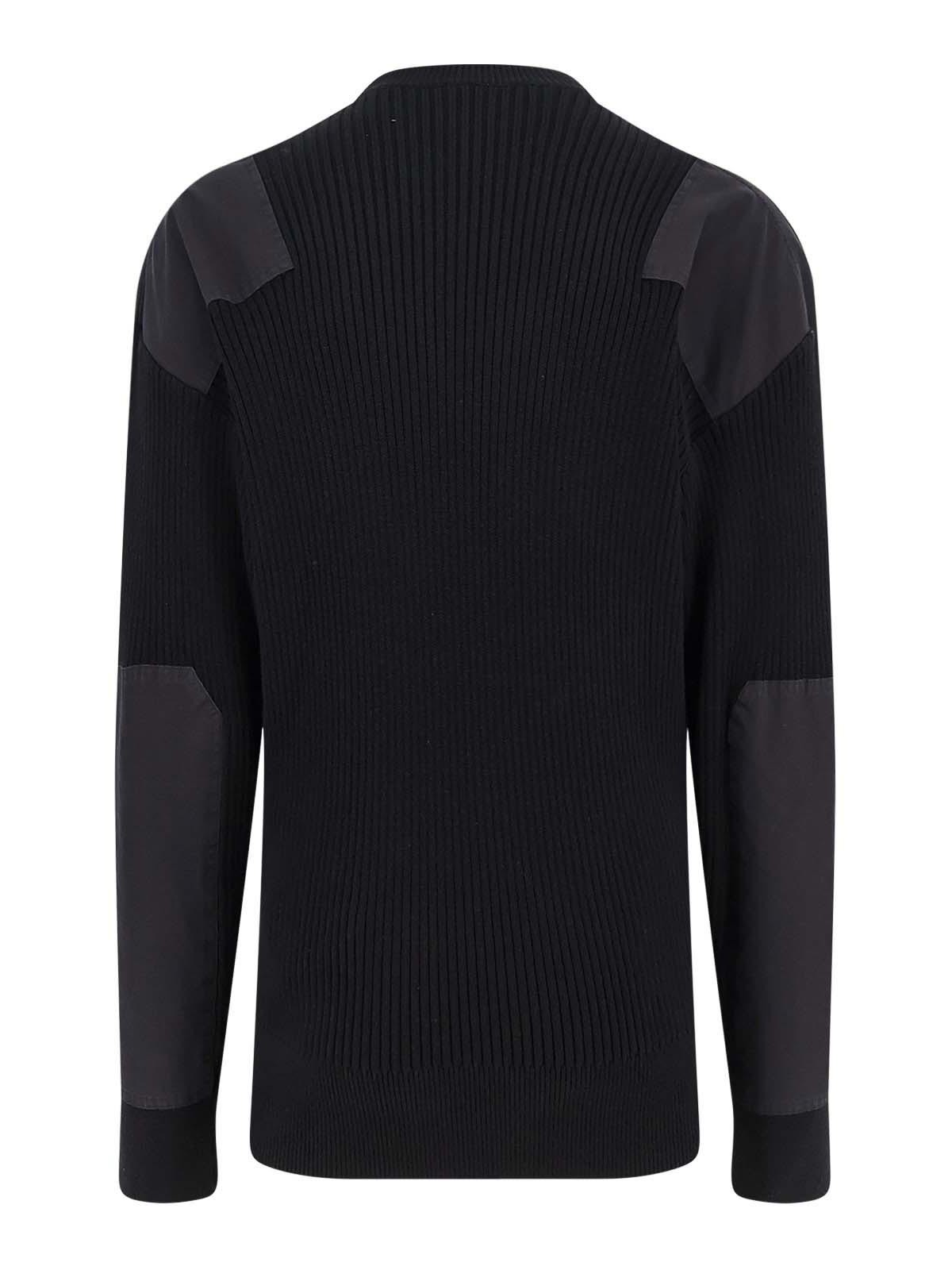 Balenciaga Ribbed Knit Military Sweater In Black