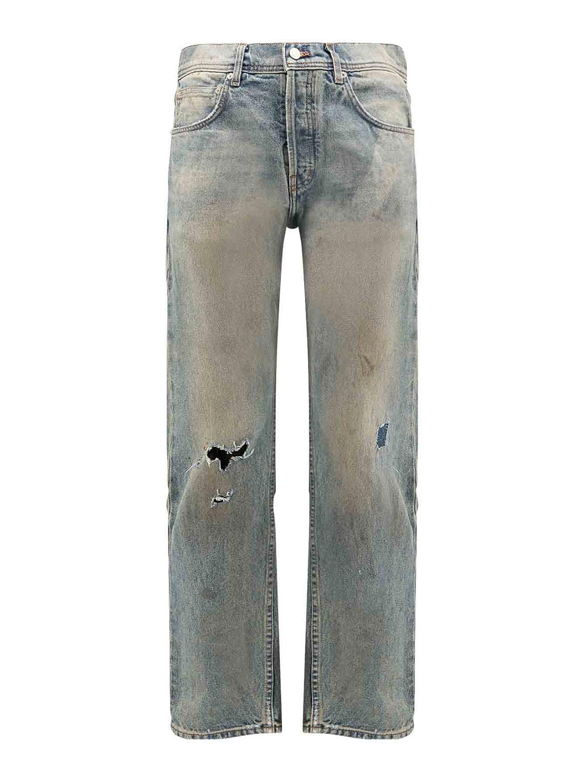 Enfants Riches Deprimes Straight Leg Jeans With Destroyed Effect In Blue