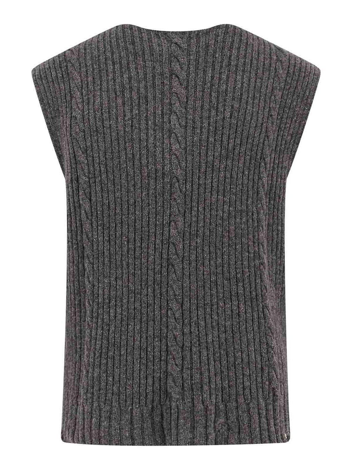 Enfants Riches Deprimes Cachemere Vest With Destroyed Effect In Gray