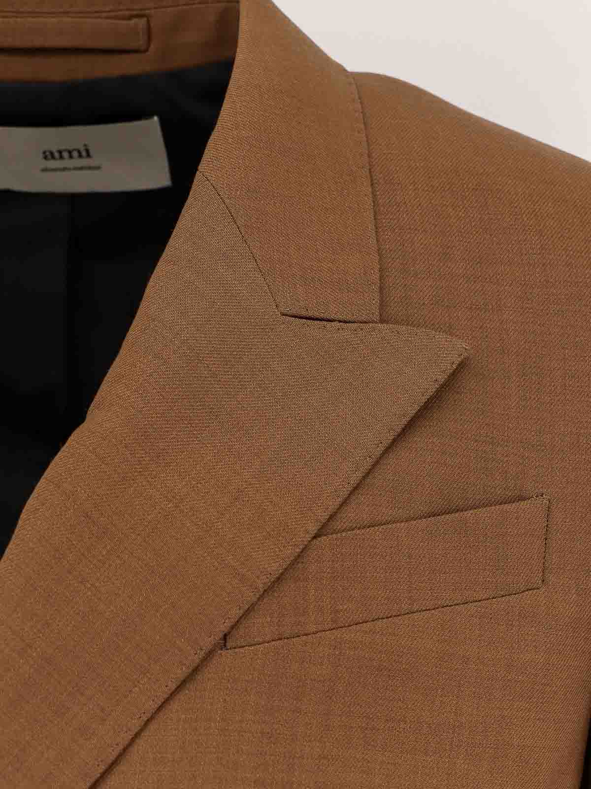 Ami Alexandre Mattiussi Ami Paris Men Double-breasted Blazer In Brown
