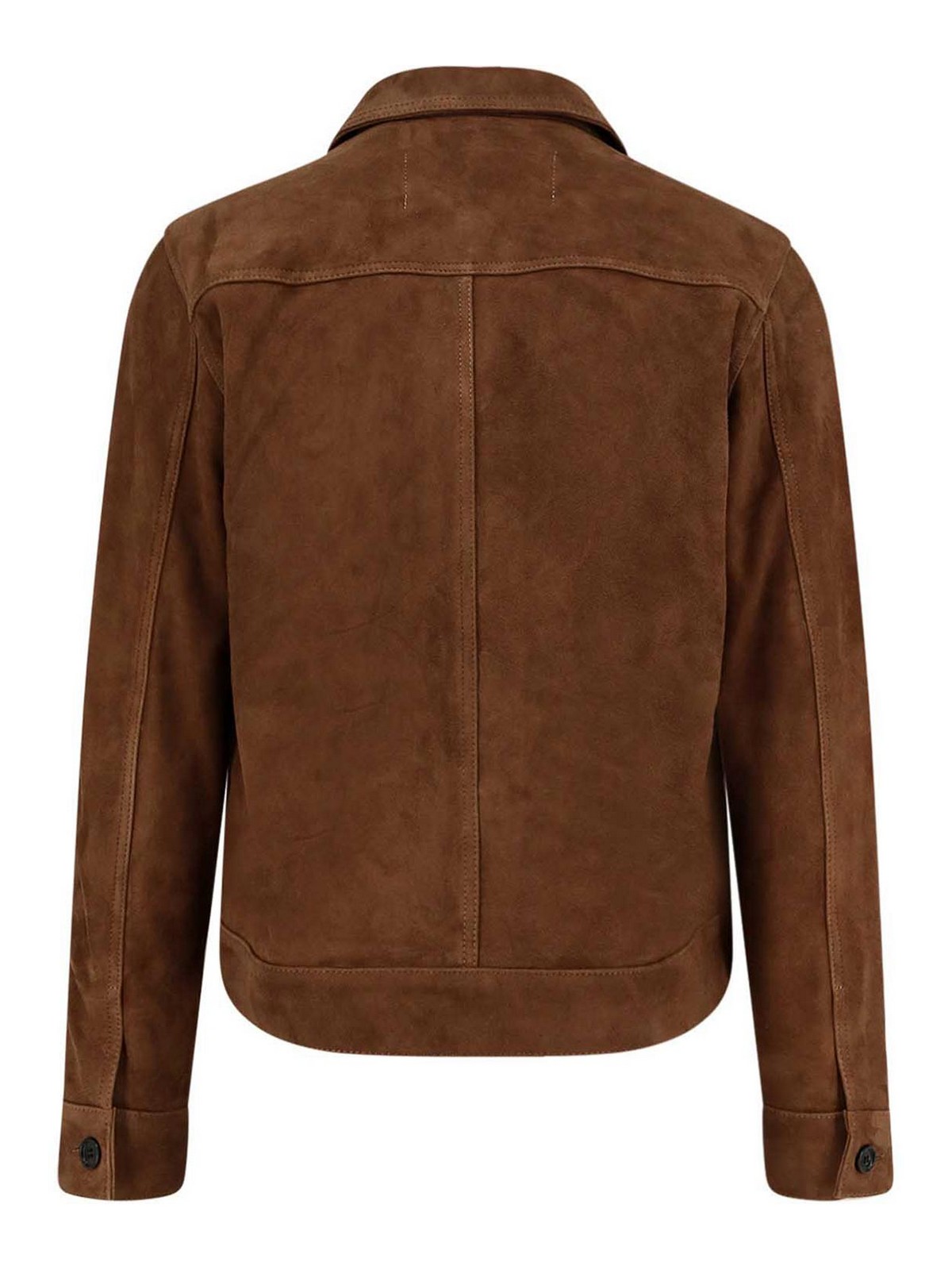 Ami Alexandre Mattiussi Mens Noisette Pointed-collar Embossed-logo Leather Jacket In Brown