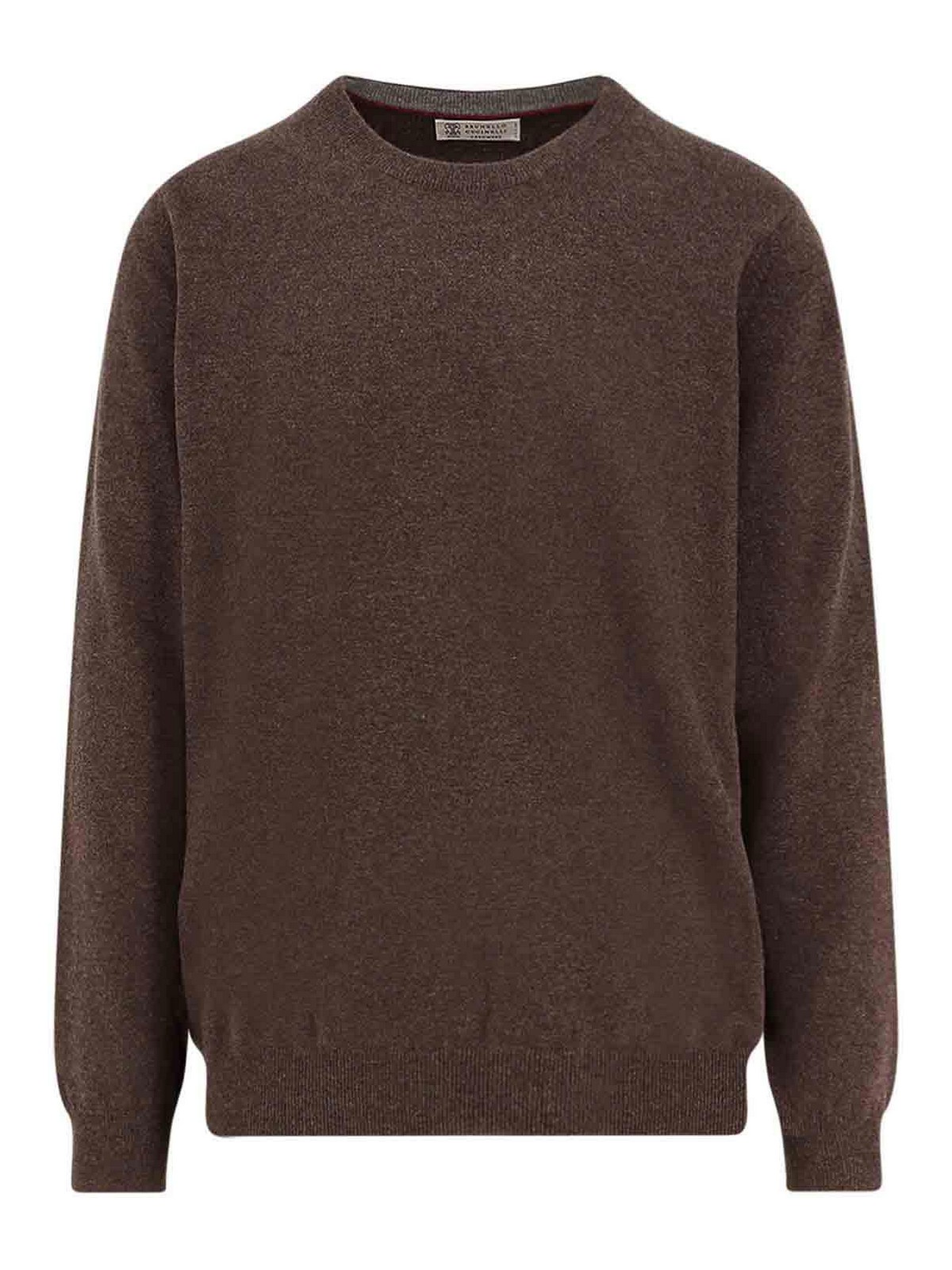 Brunello Cucinelli Cashmere Crew-neck Sweater Ribbed Finish In Gray