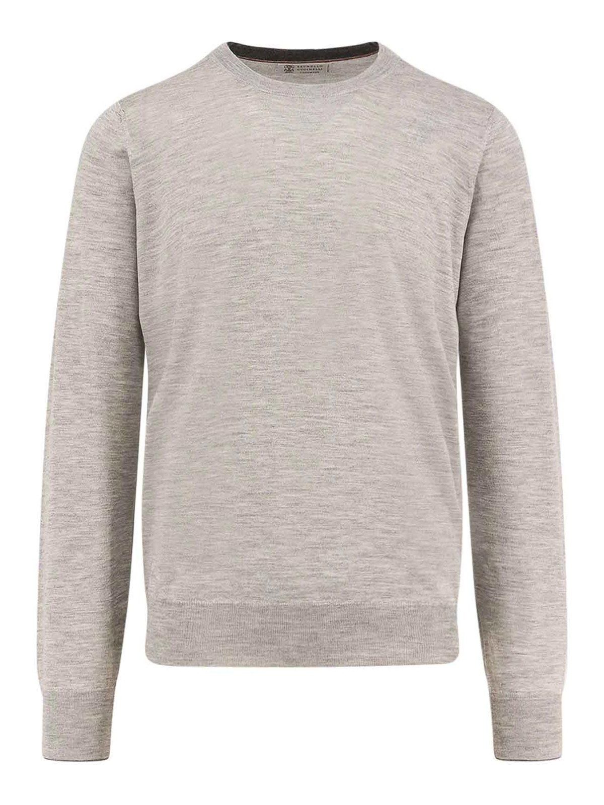 Brunello Cucinelli Cashmere And Silk Crew-neck Sweater In Gray
