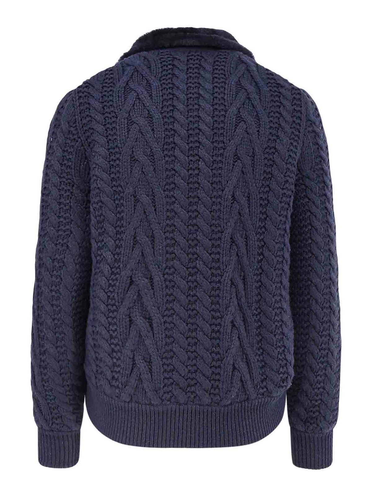 Brunello Cucinelli Padded Jacket In Mutton Leather And Cashmere In Blue