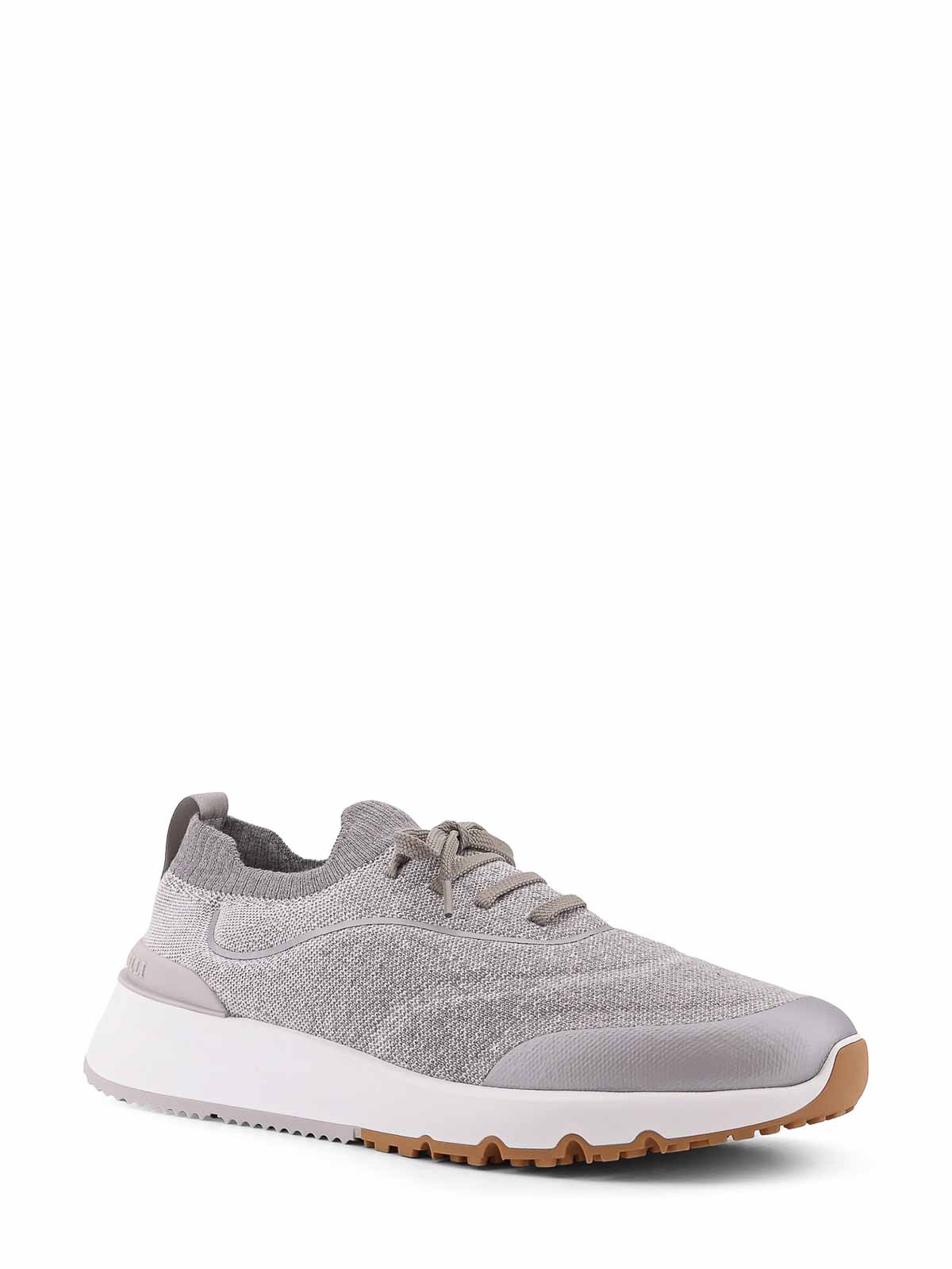 Brunello Cucinelli Knit Low-top Fabric Sneakers In Gray