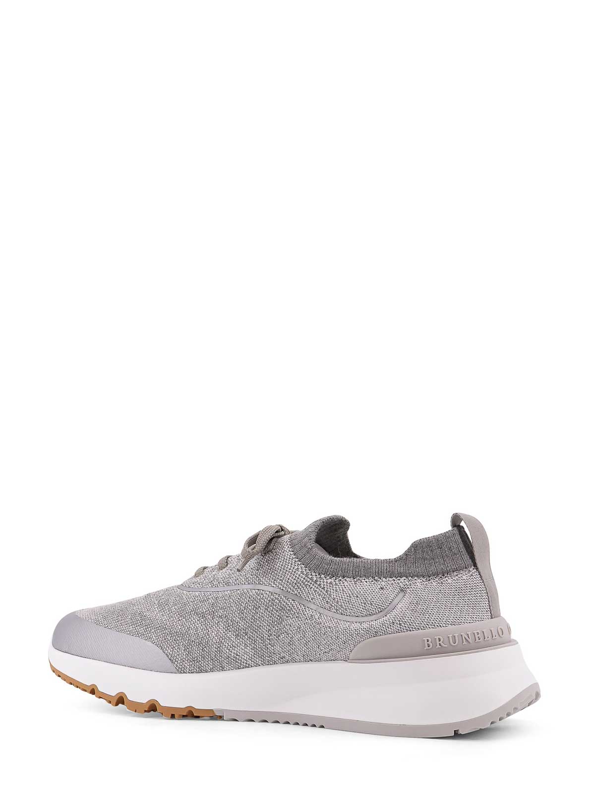 Brunello Cucinelli Knit Low-top Fabric Sneakers In Gray
