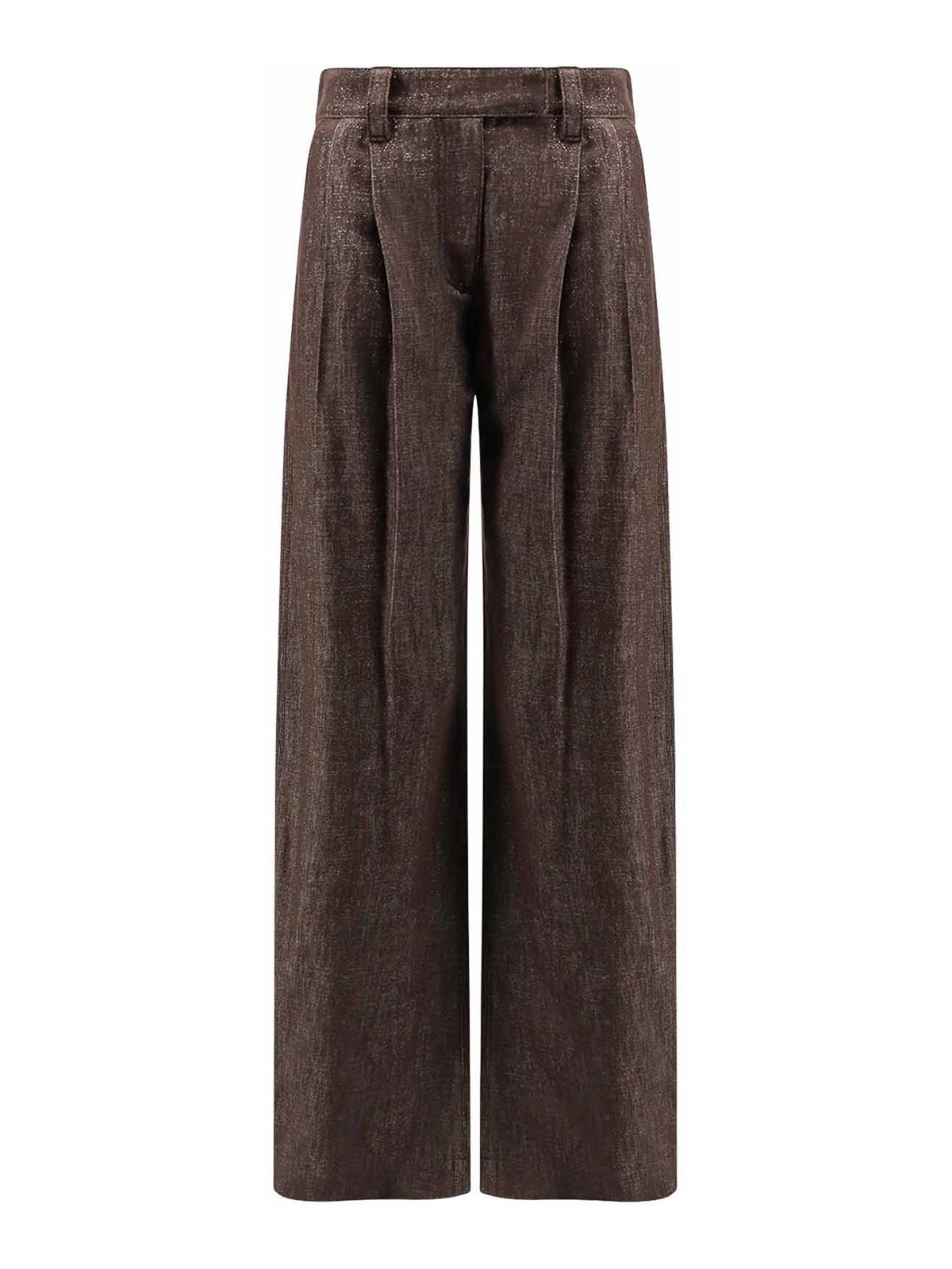 Brunello Cucinelli Women Denim Trousers With Lurex Profile In Brown