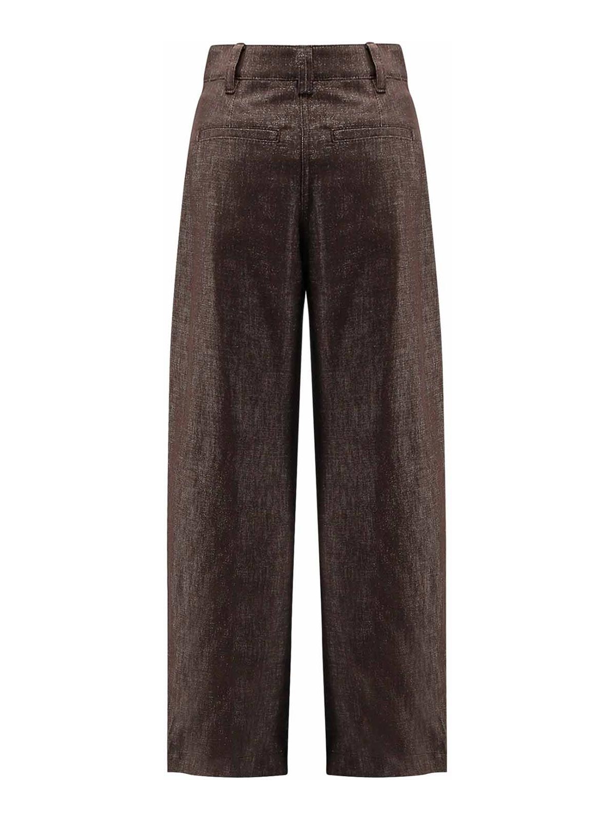 Brunello Cucinelli Women Denim Trousers With Lurex Profile In Brown