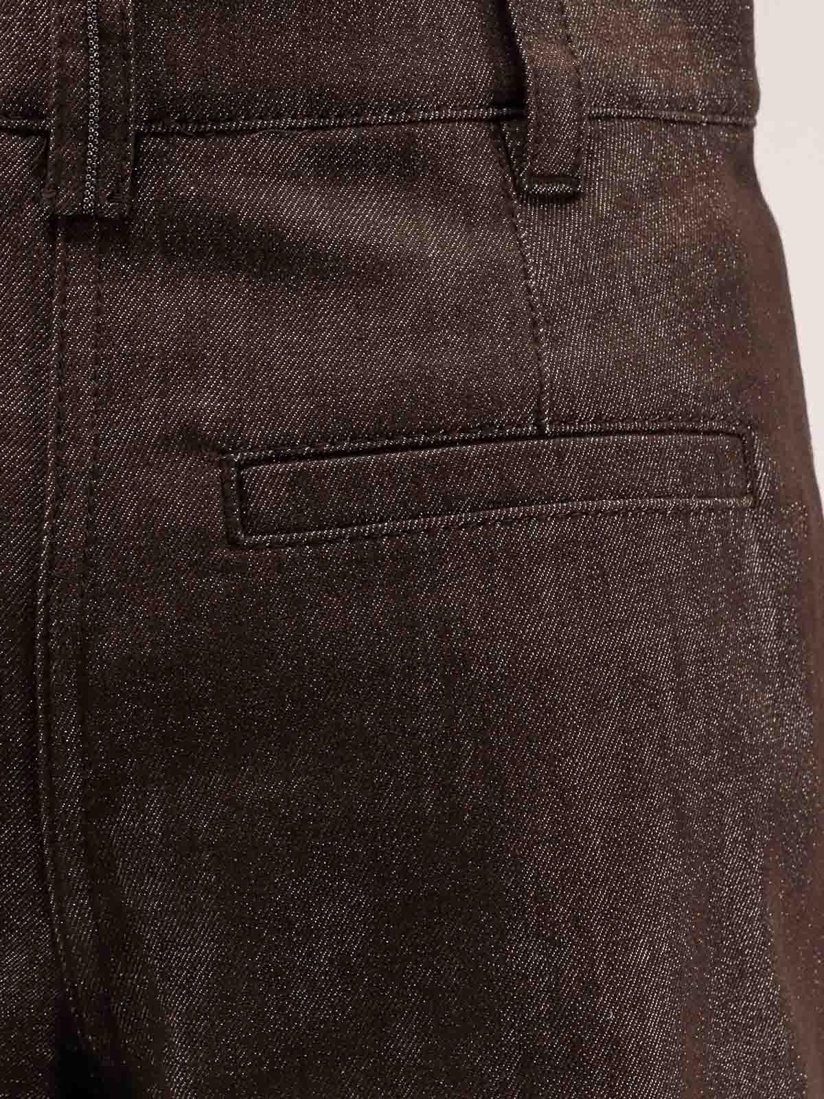 Brunello Cucinelli Women Denim Trousers With Lurex Profile In Brown
