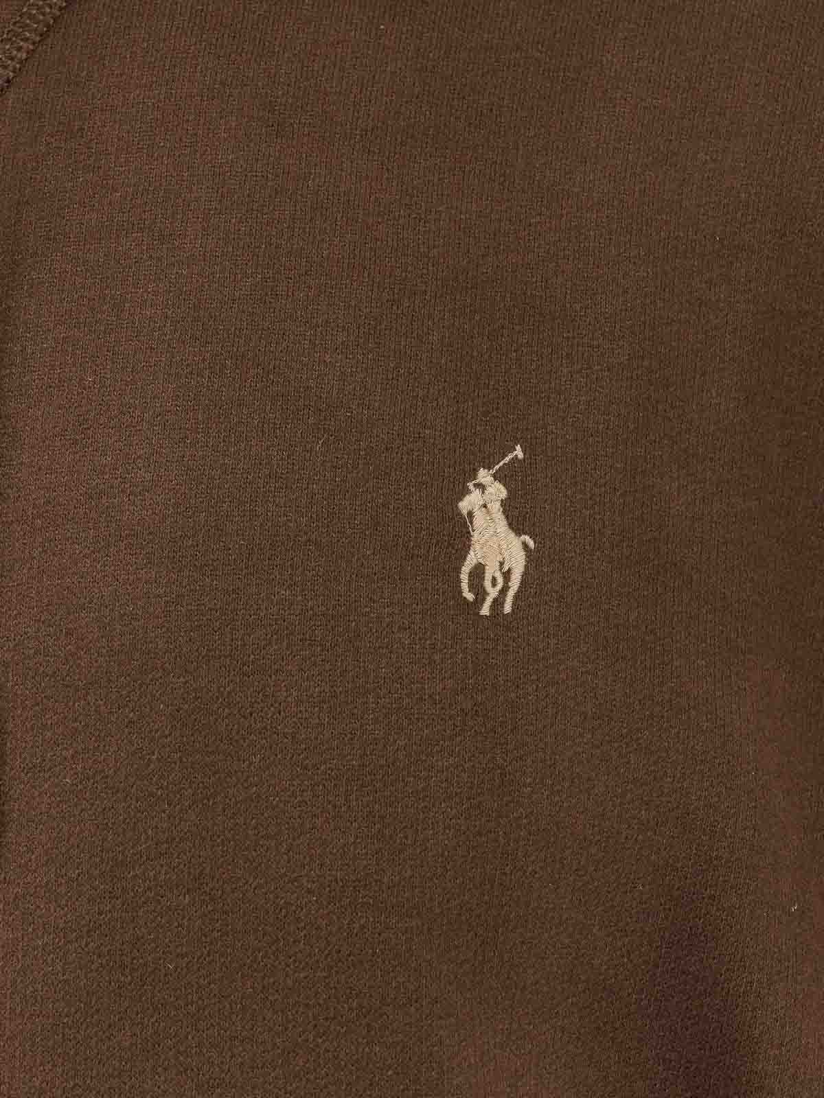 Polo Ralph Lauren Relaxed Fit Brown Sweatshirt With Embroidered Logo In Brown