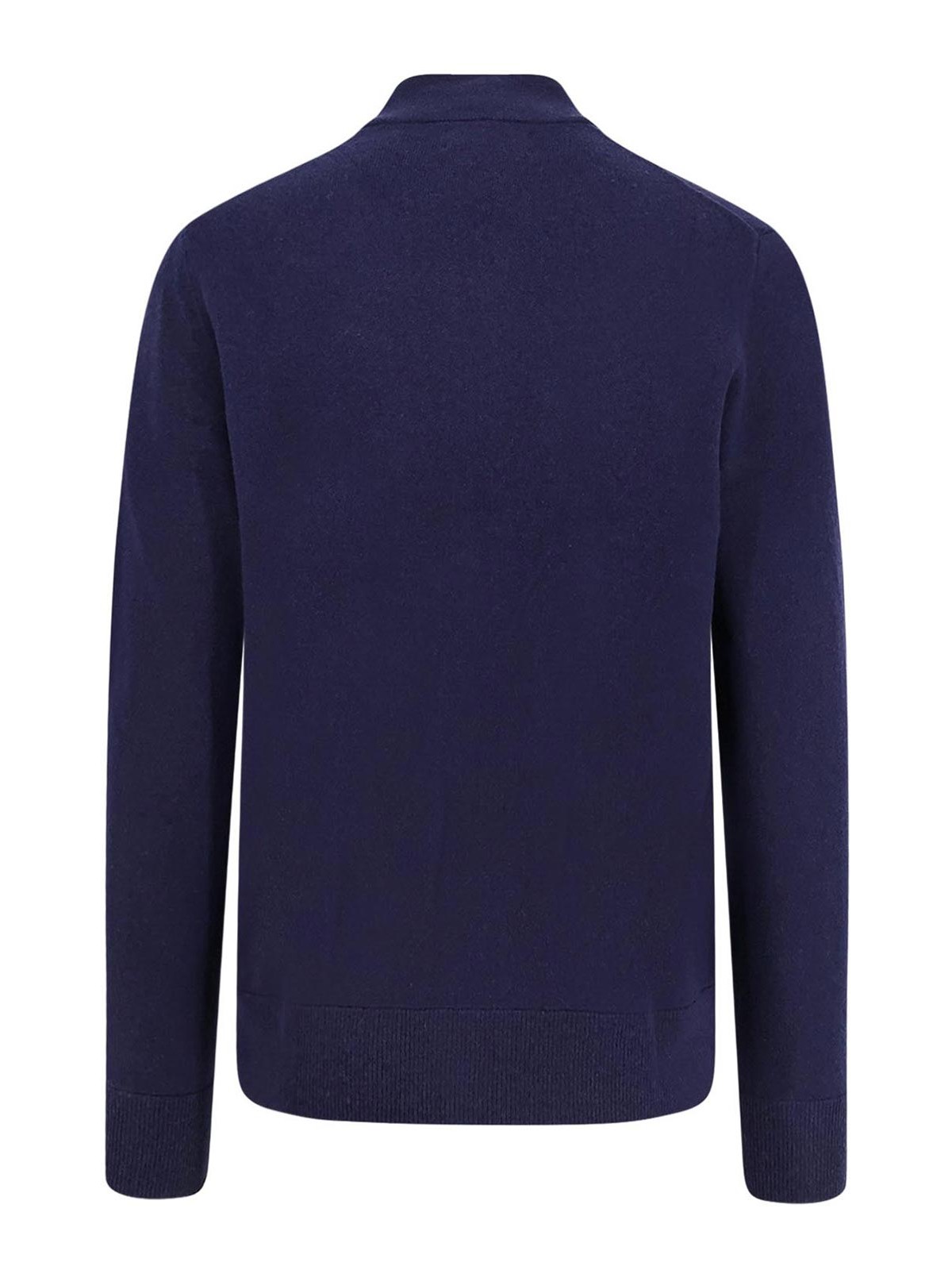 Polo Ralph Lauren Ribbed Cuff Wool Cardigan With Welt Pockets In Blue