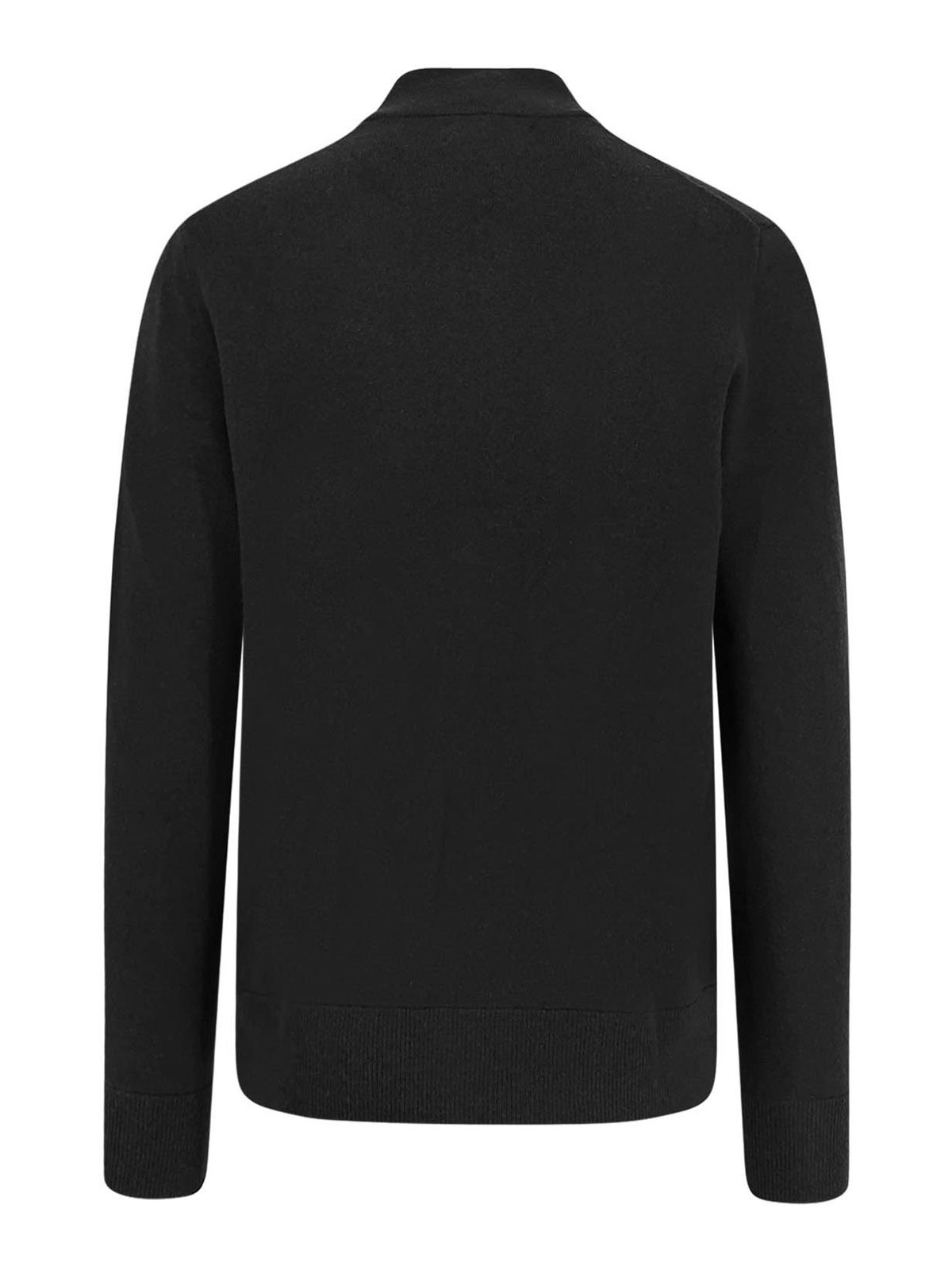 Polo Ralph Lauren Black Cardigan With High Neck And Pony Embroidery On The Front In Wool Man In Black