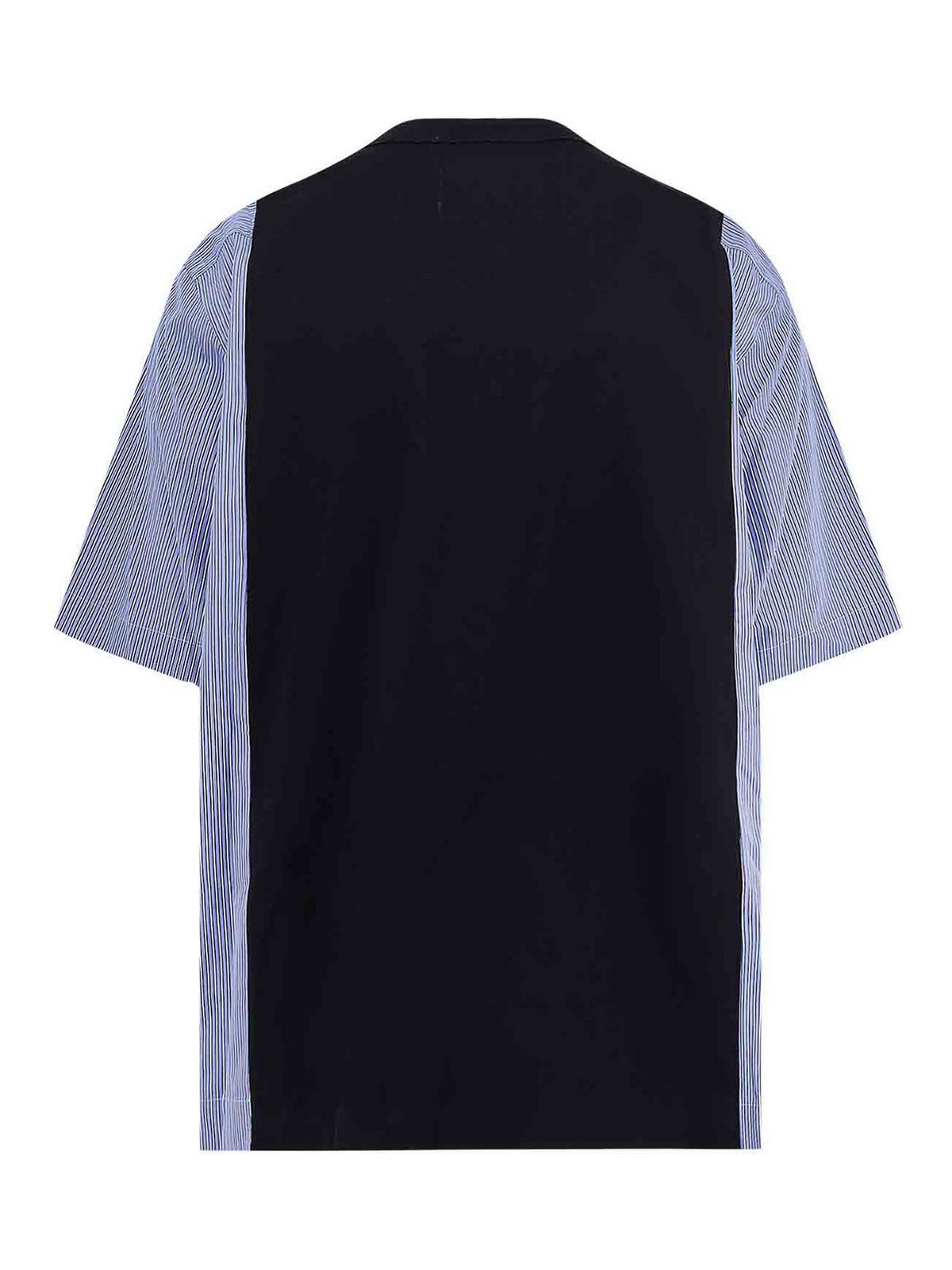 Sacai Cotton Jersey T-shirt With Popeline Inserts In Blue