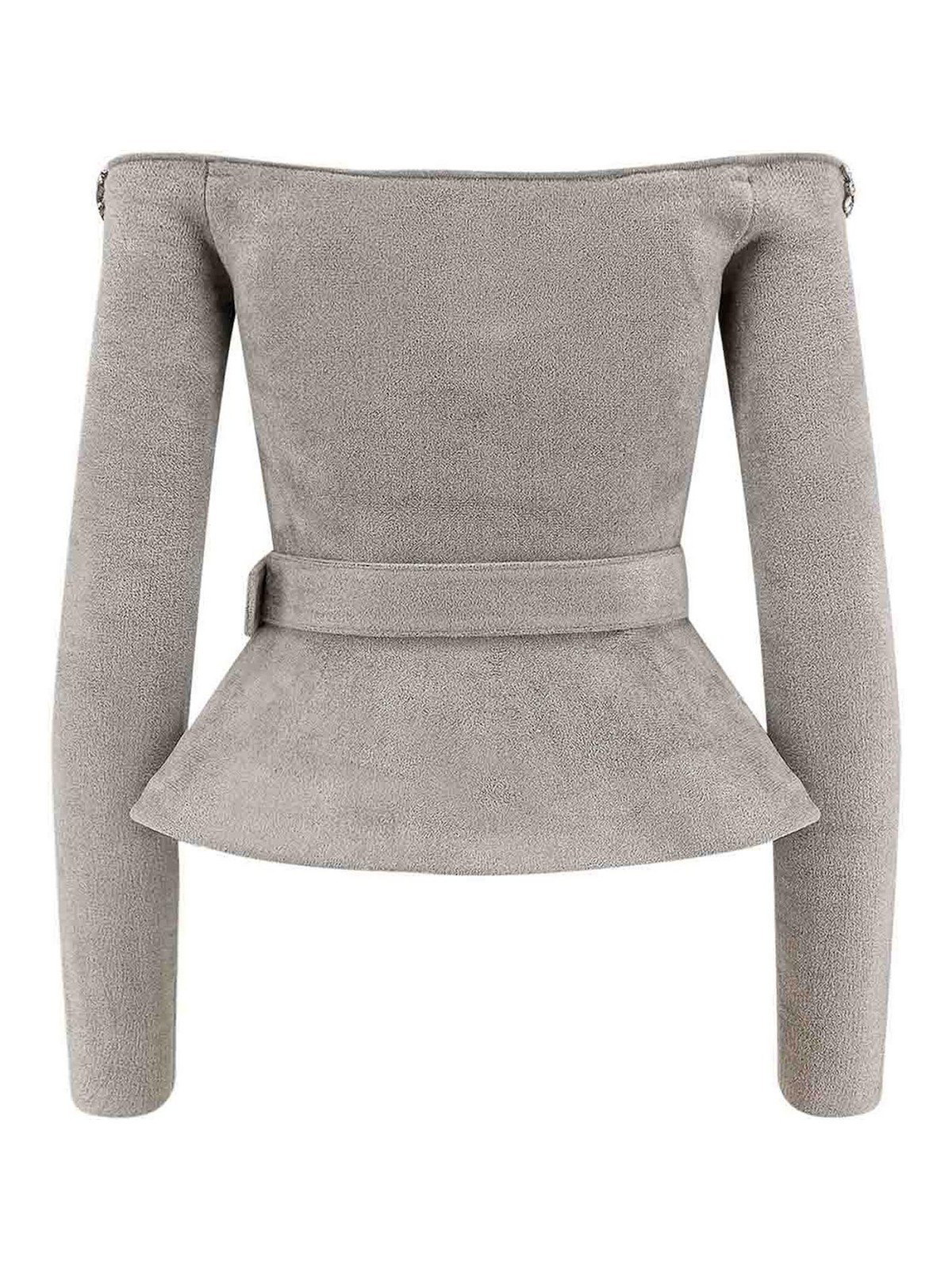 Self-portrait Chenille Sweater With Rhinestones In Gray