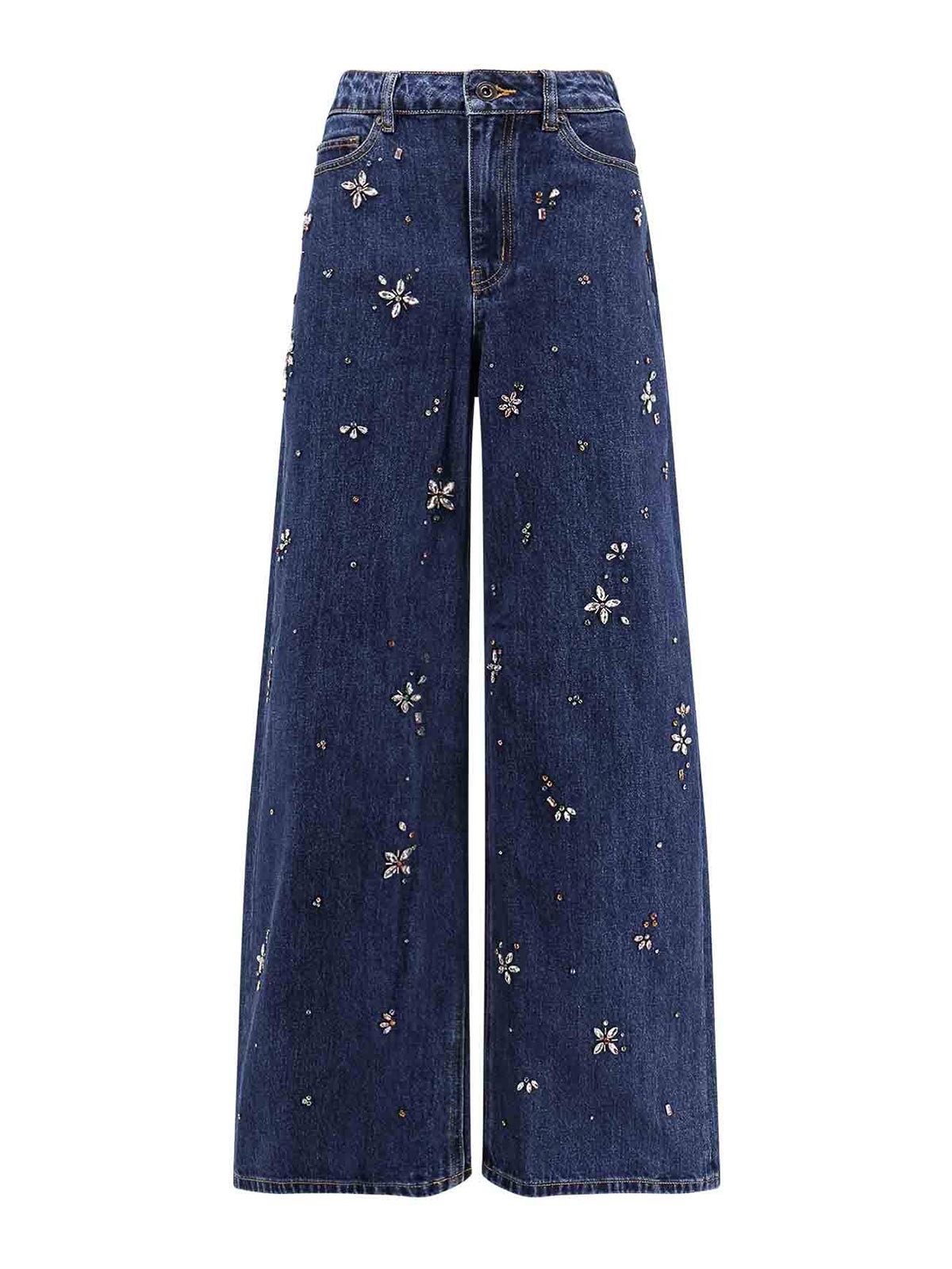 Self-portrait Brown Embellished Trim Cardigan Clothing In Blue