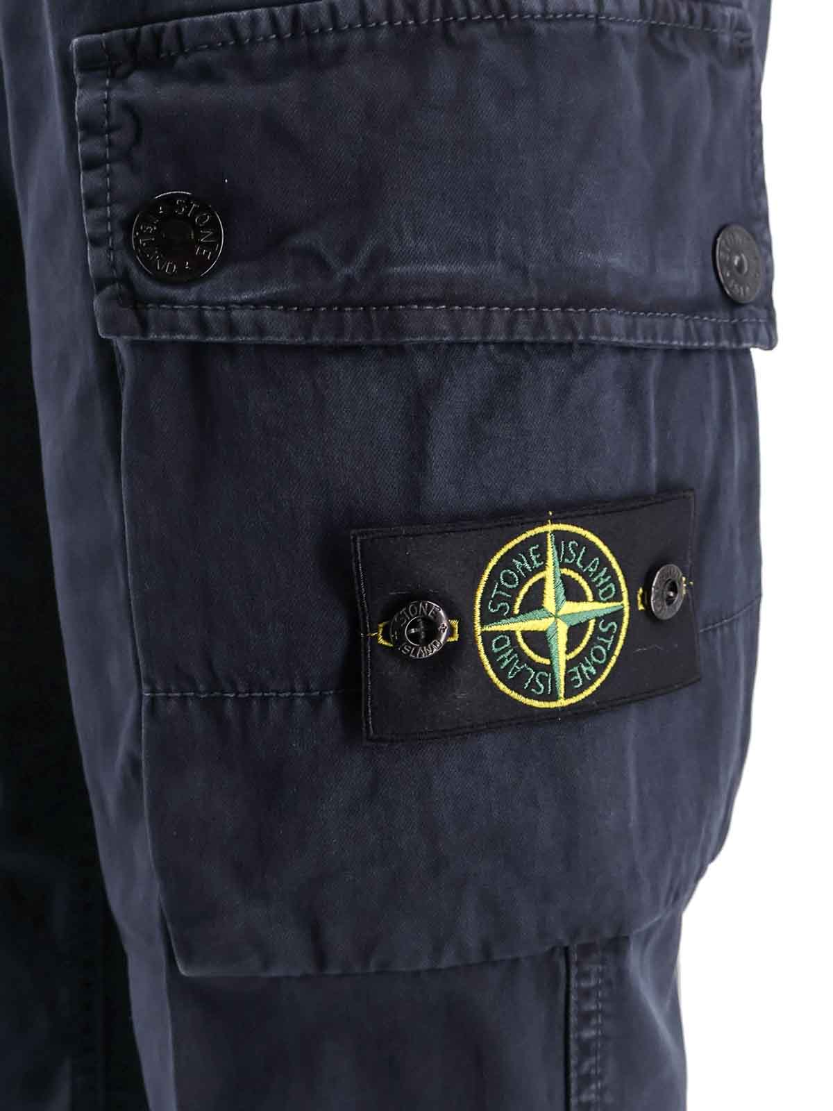 Stone Island Organic Cotton Trousers In Blue
