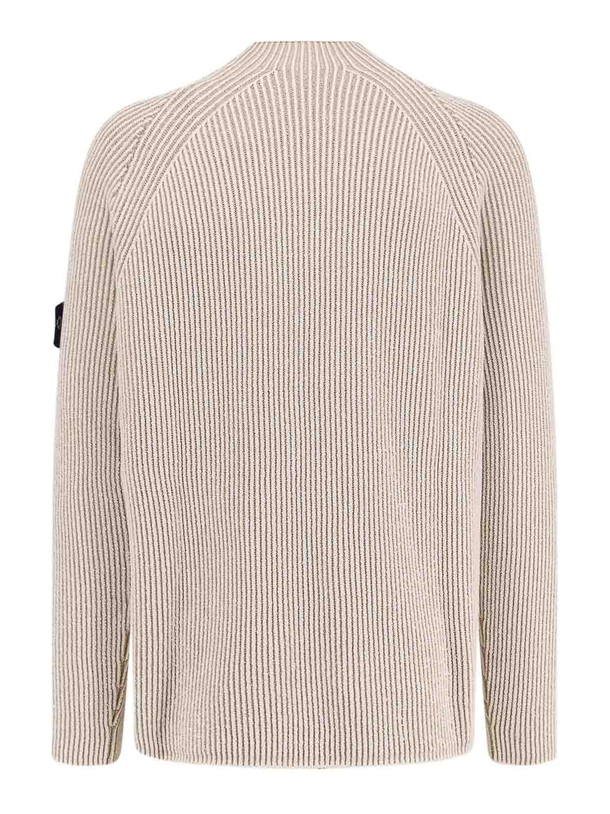 Stone Island Men Certified Virgin Wool And Cotton Sweater In Animal Print