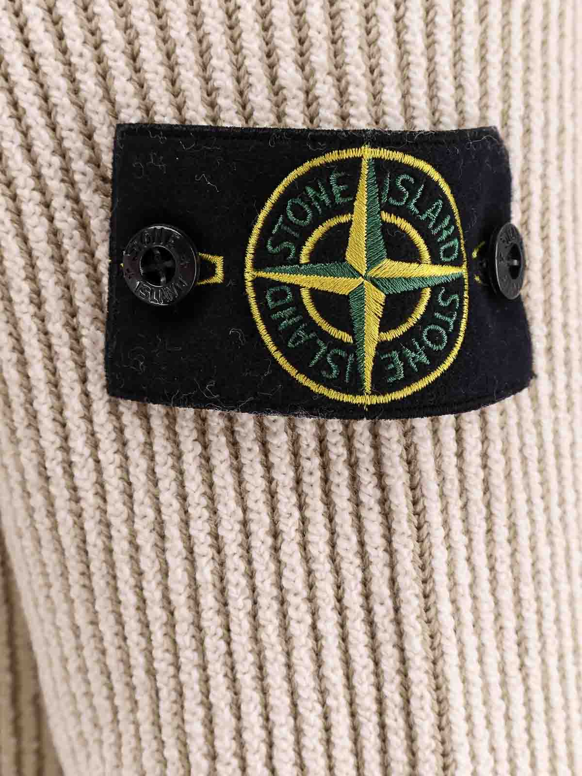 Stone Island Men Certified Virgin Wool And Cotton Sweater In Animal Print