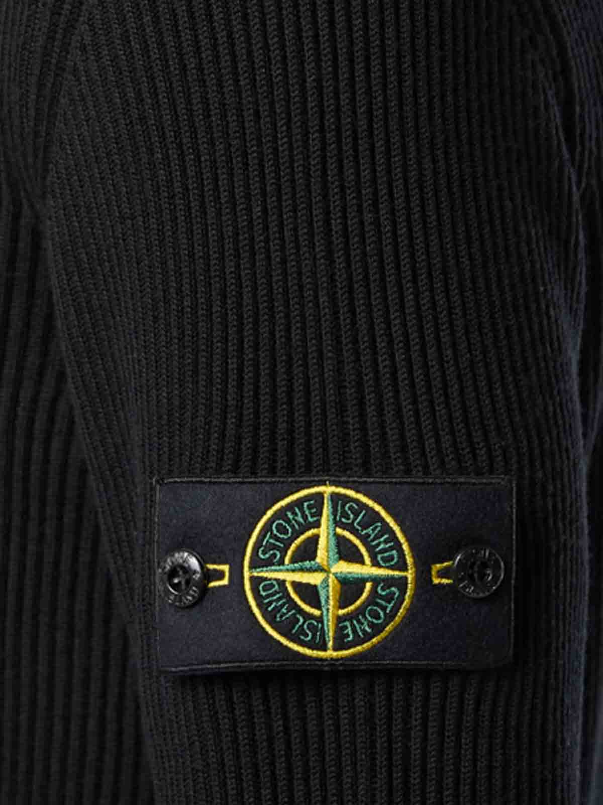 Stone Island Turtleneck Jumper With Finely Ribbed Trims In Black