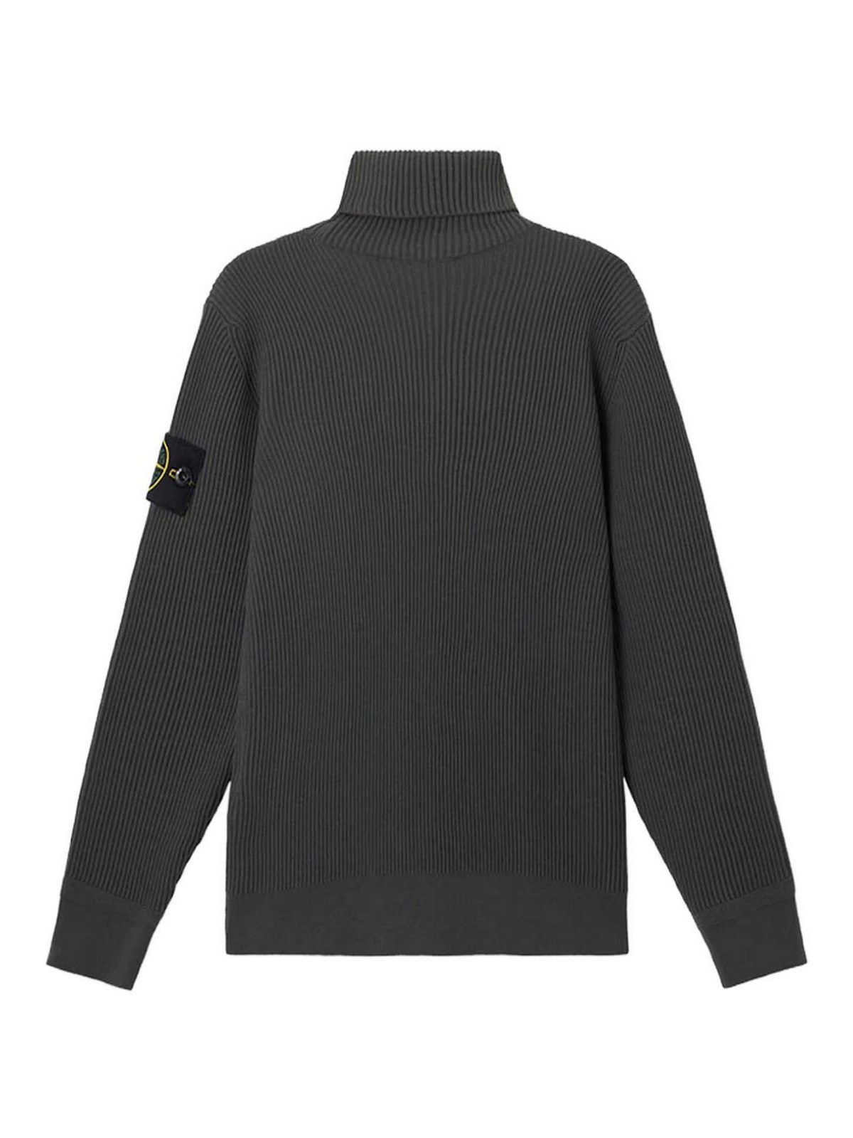 Stone Island Virgin Wool Turtleneck Sweater With Long Sleeves In Gray