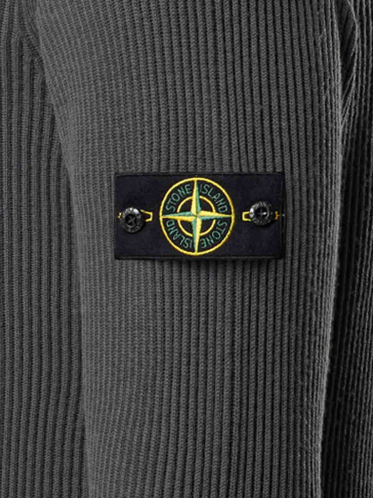 Stone Island Virgin Wool Turtleneck Sweater With Long Sleeves In Gray