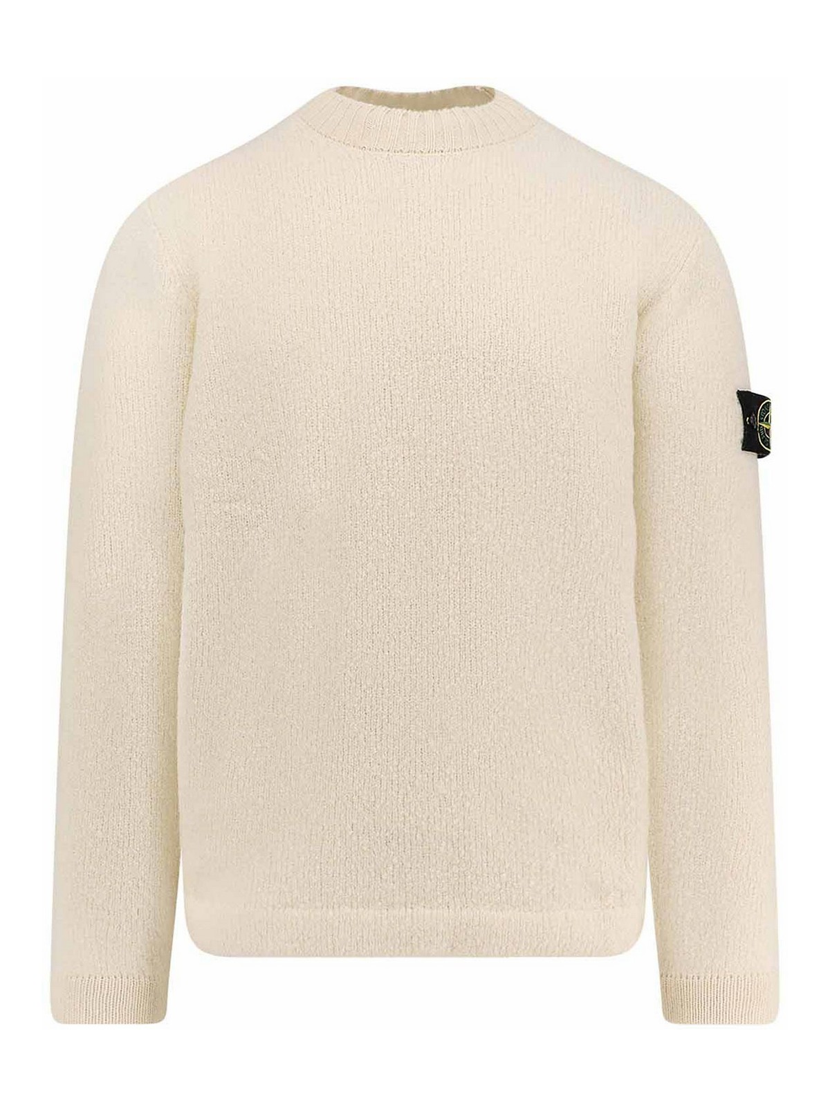 Stone Island Compass Patch Brushed Wool Sweater In Animal Print
