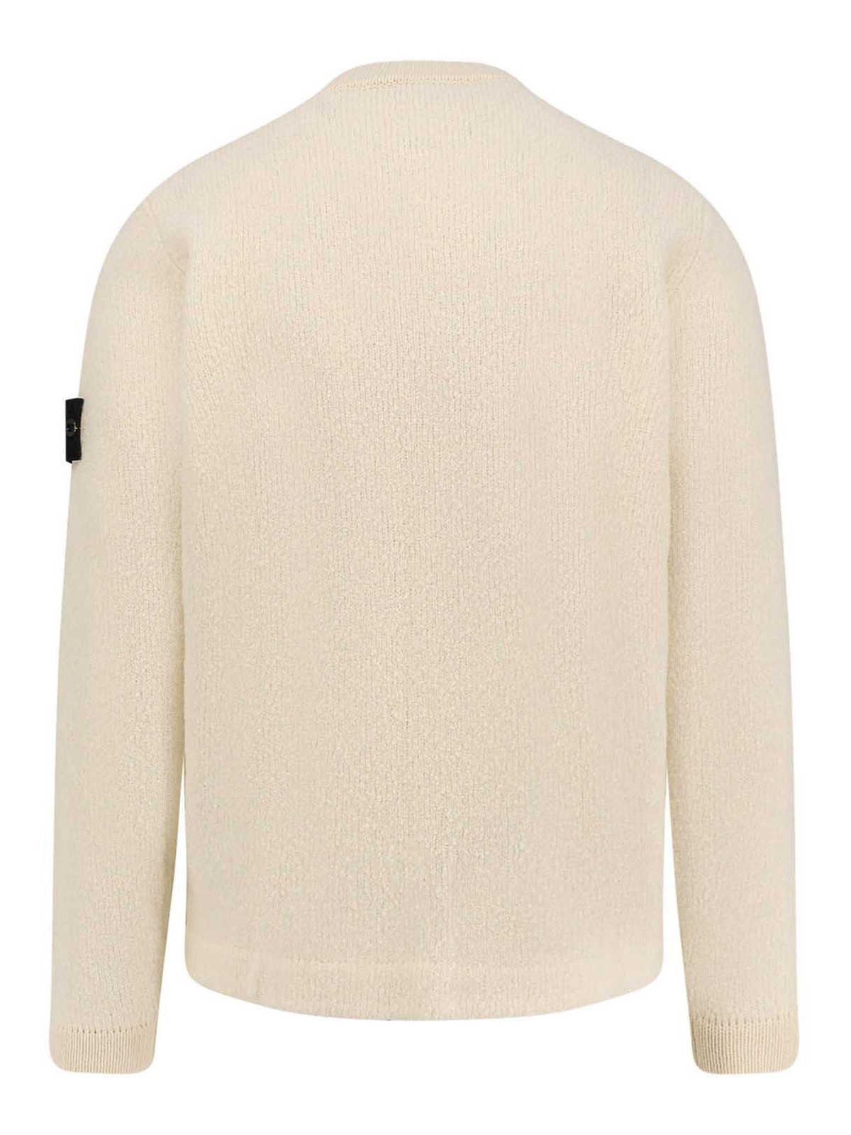 Stone Island Compass Patch Brushed Wool Sweater In Animal Print