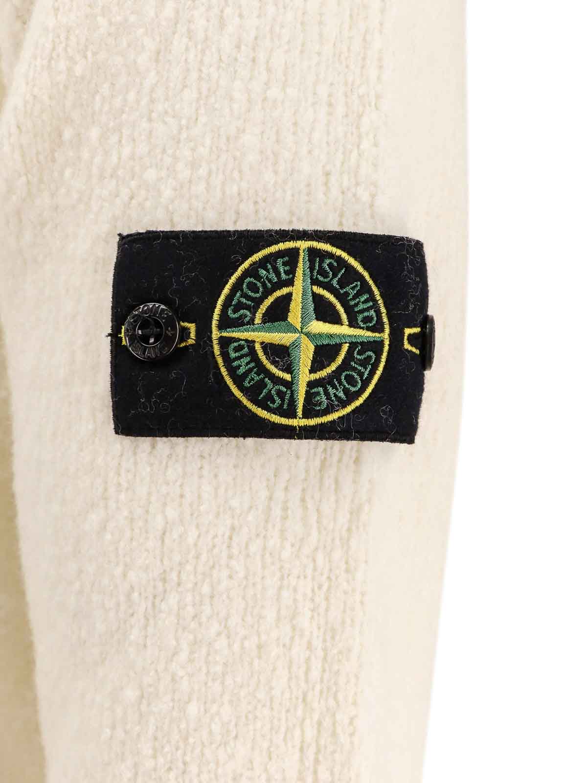 Stone Island Compass Patch Brushed Wool Sweater In Animal Print