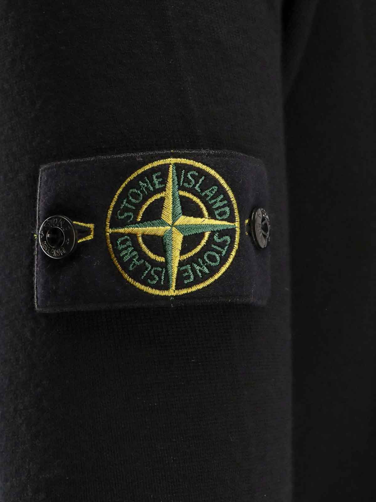 Stone Island Cardigan In Lana Vergine In Black