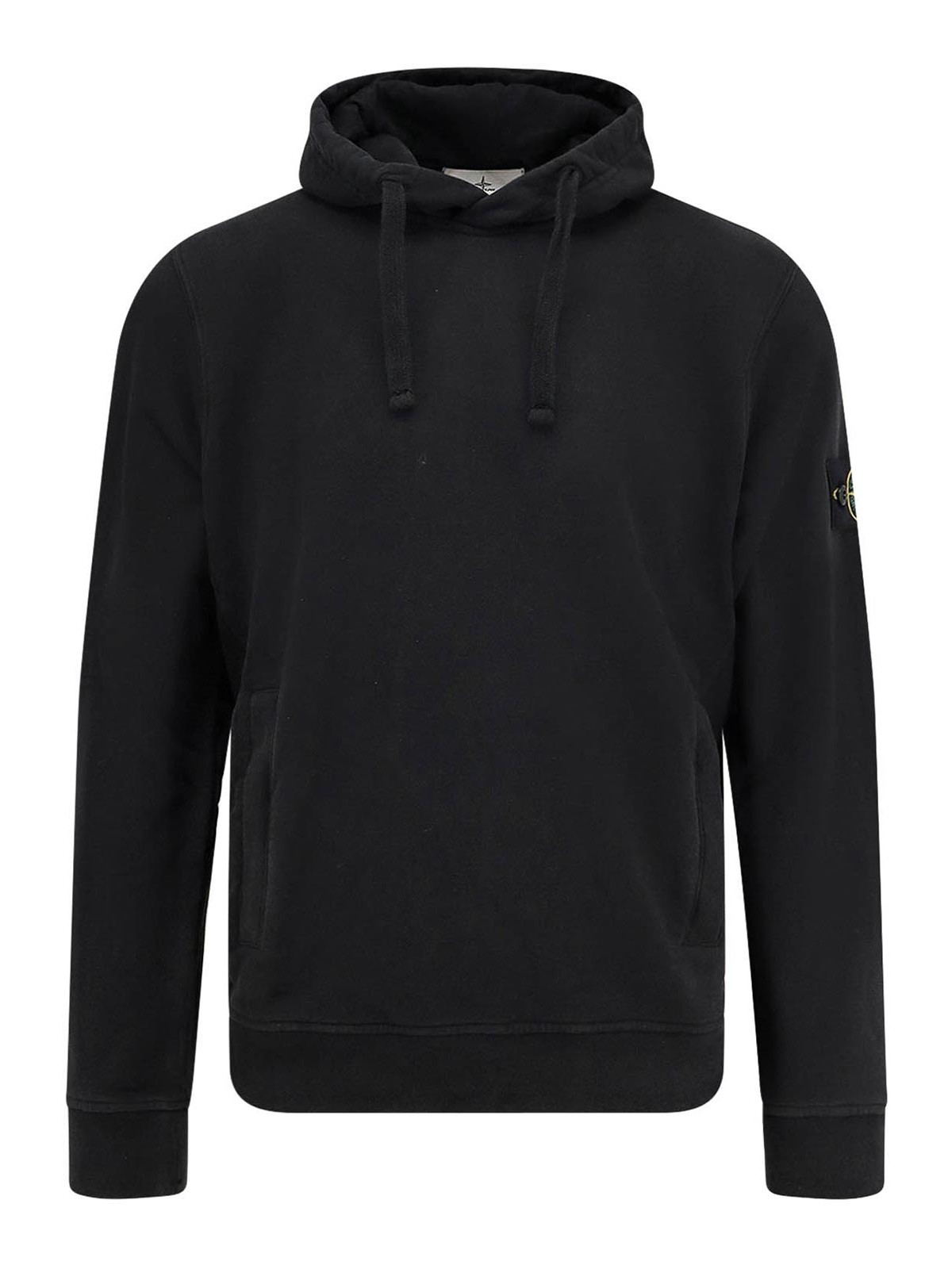 Stone Island Organic Cotton Sweatshirt With Hood In Black