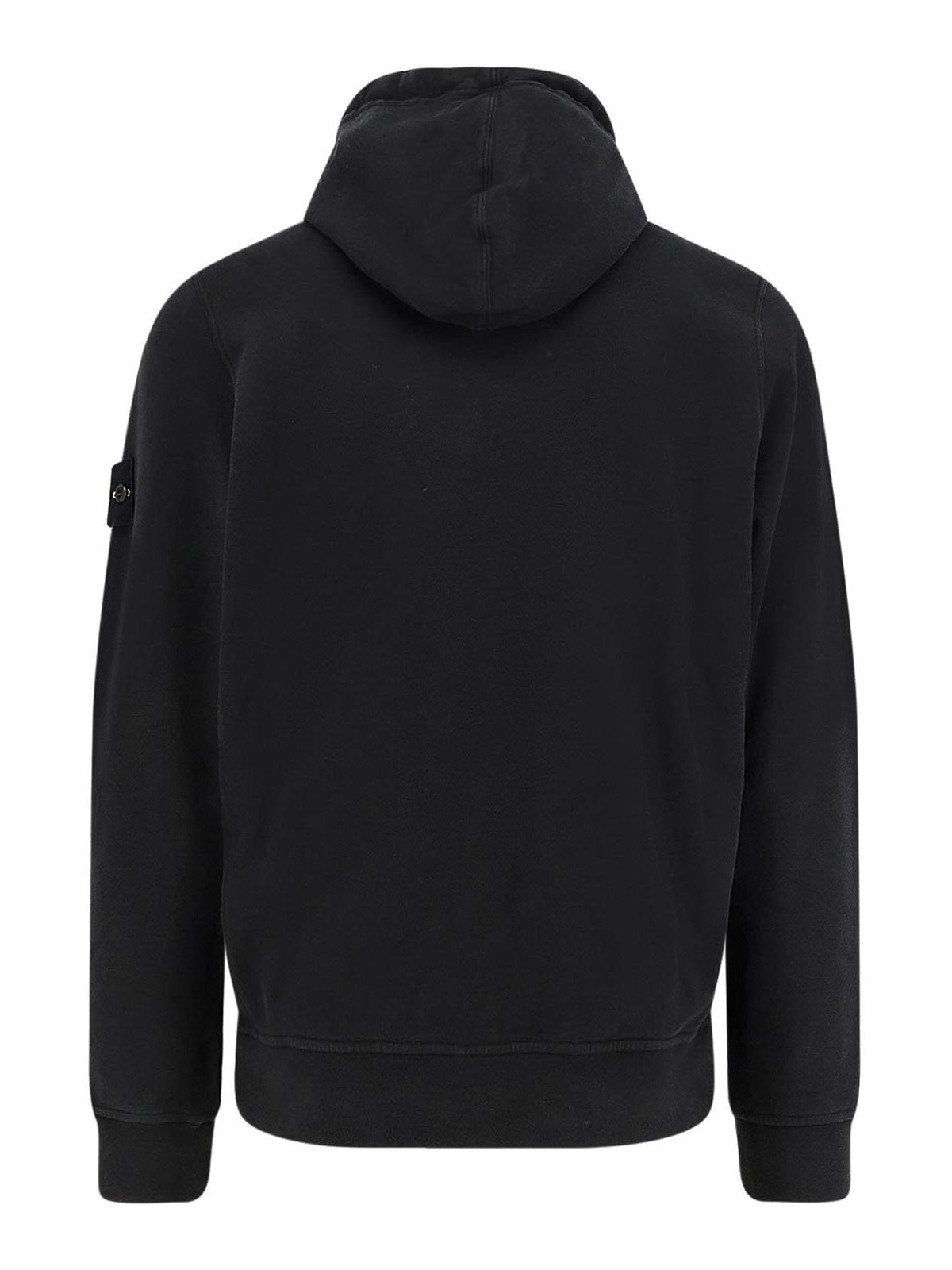Stone Island Organic Cotton Sweatshirt With Hood In Black