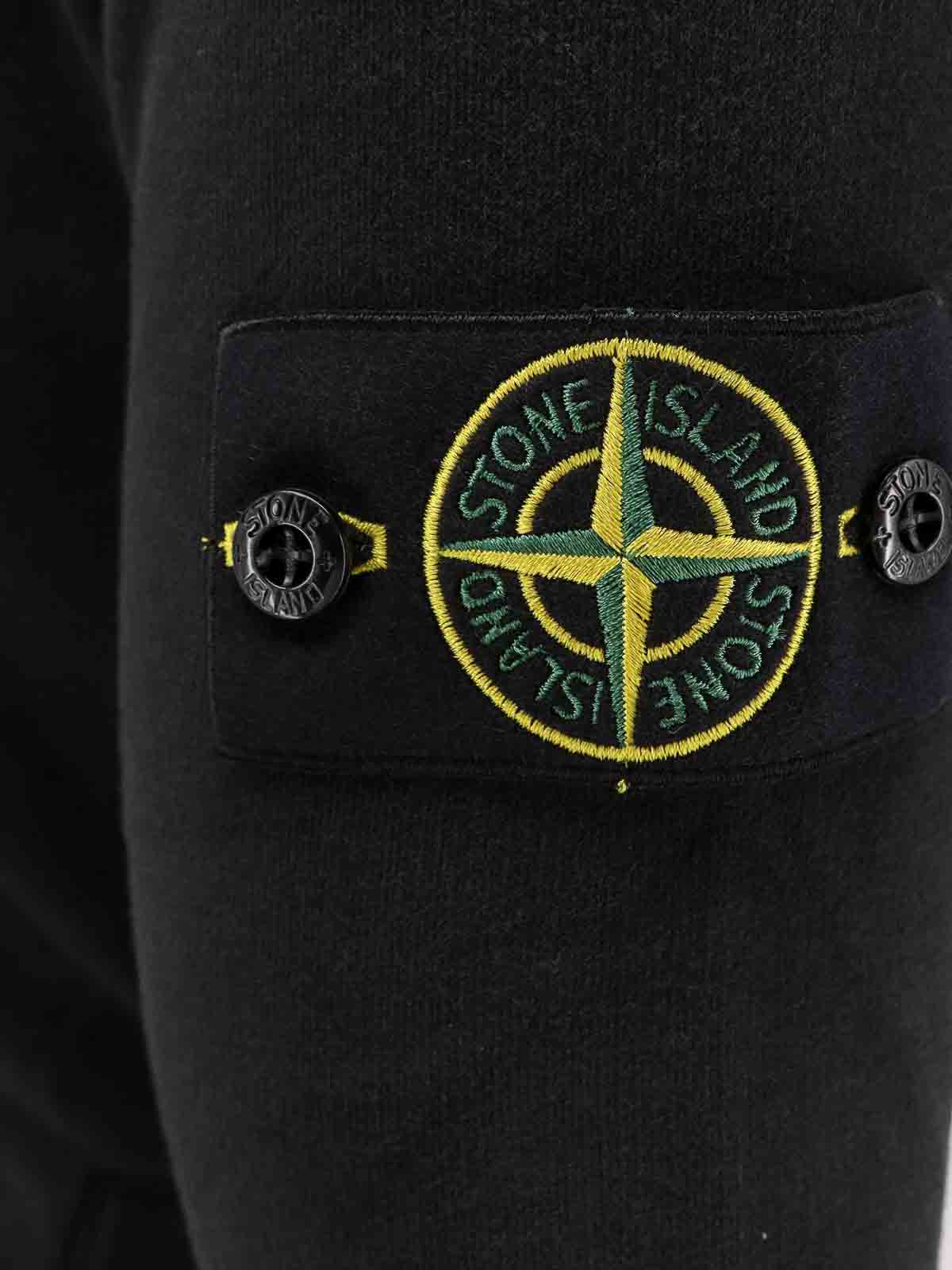 Stone Island Organic Cotton Sweatshirt With Hood In Black