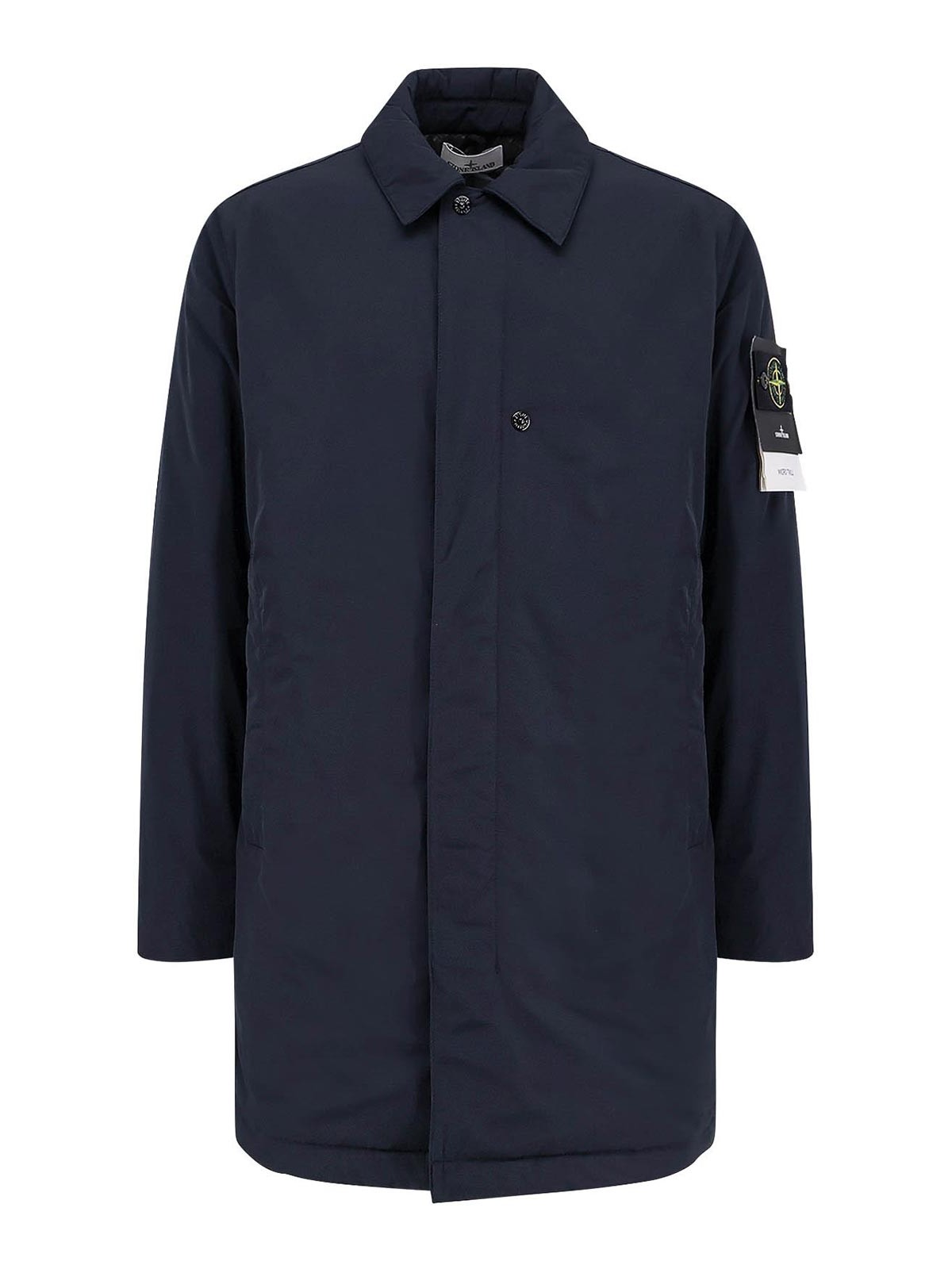 Stone Island Cappotto In Nylon Imbottito In Blue
