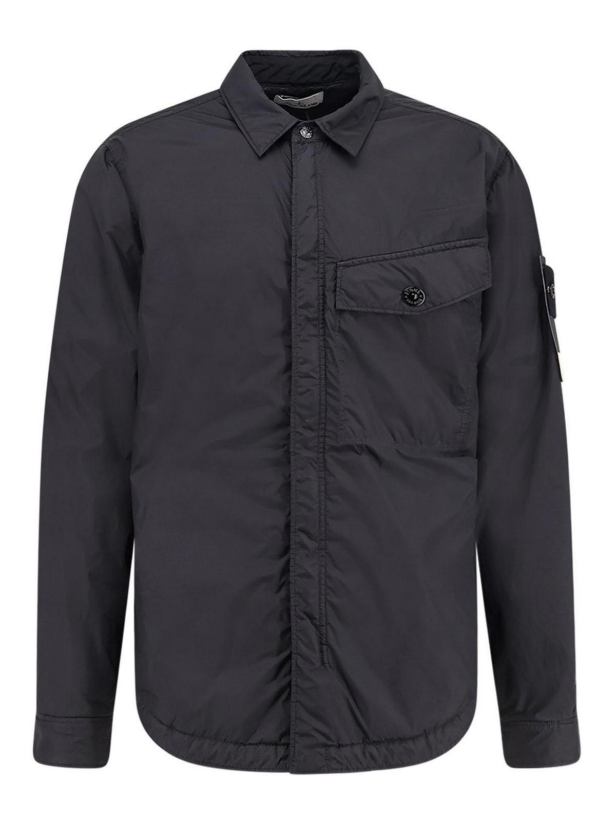Stone Island Giubbino In Nylon Riciclato In Black