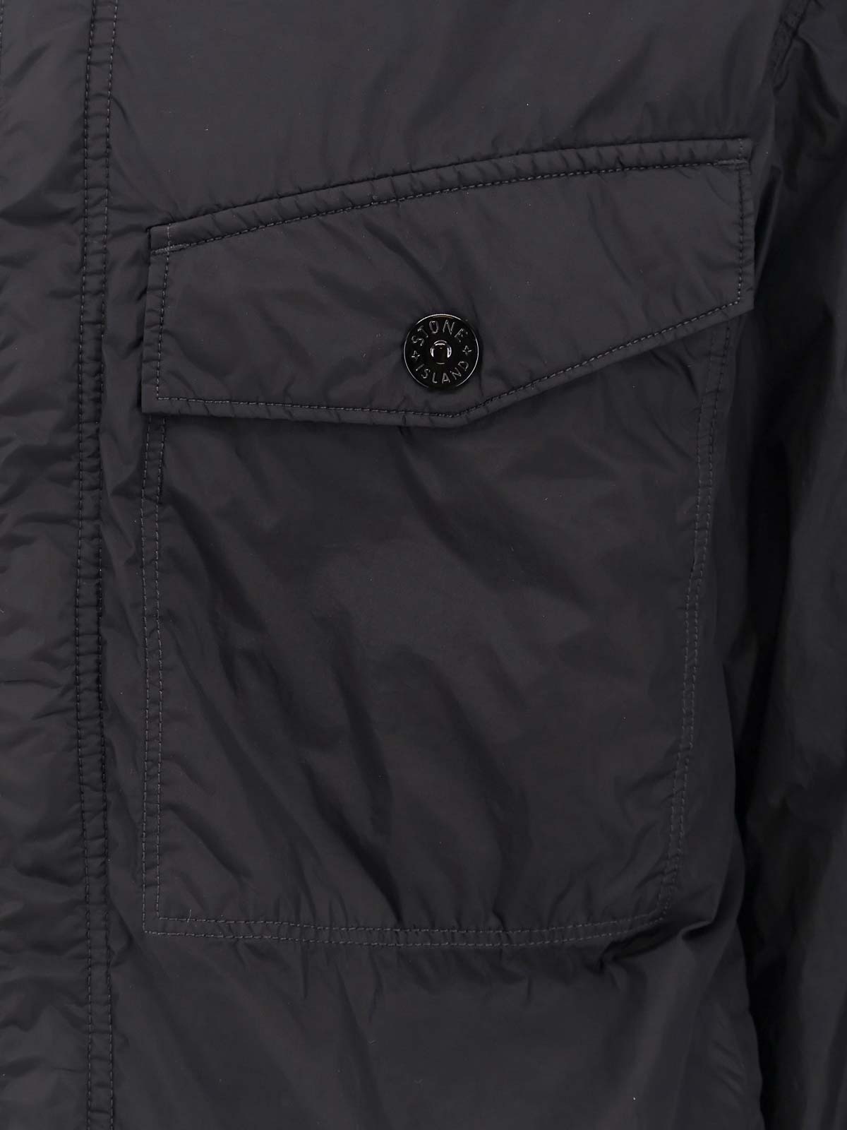 Stone Island Giubbino In Nylon Riciclato In Black