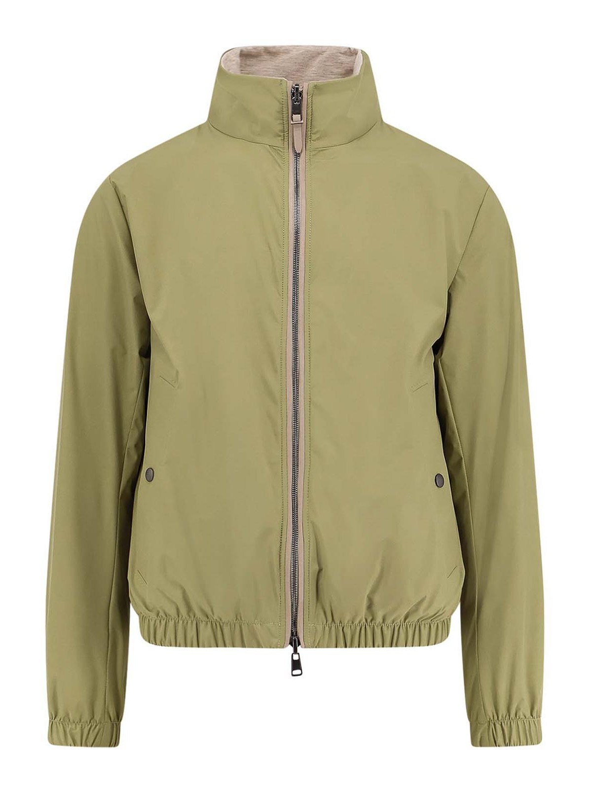 Hugo Boss Reversible Jacket With Elastic Cuffs And Collar In Green