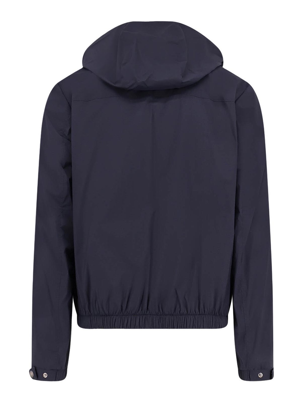 Hugo Boss Nylon Hooded Jacket With Zip Pockets In Blue