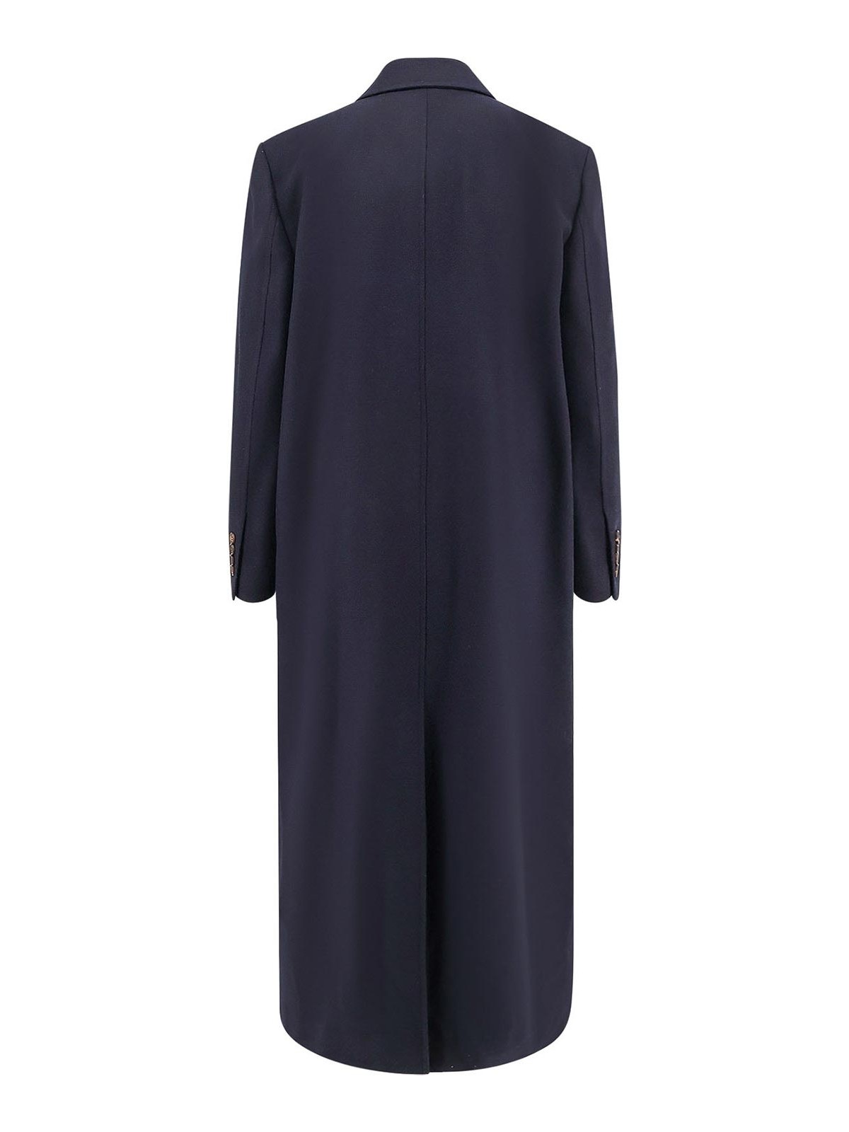 Brunello Cucinelli Blue Double-breasted Long Coat With Peak Revers In Blue