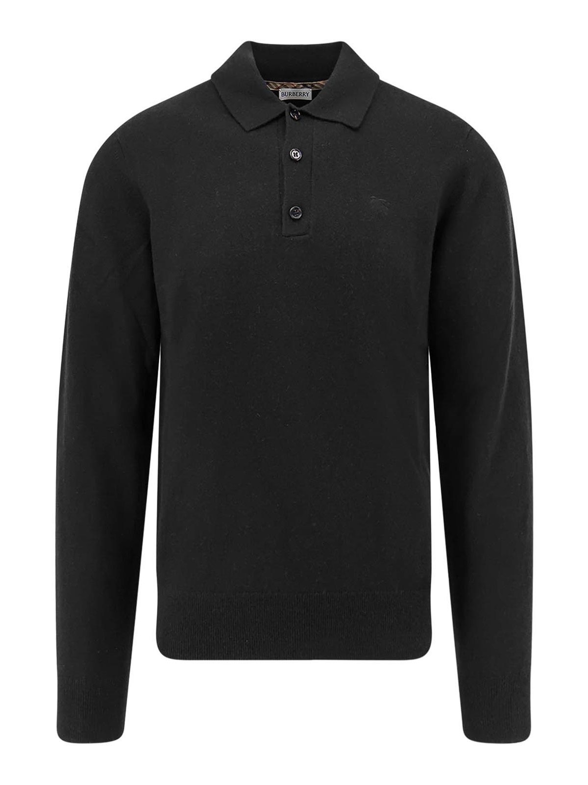 Burberry Men Cashmere Polo Sweater In Black