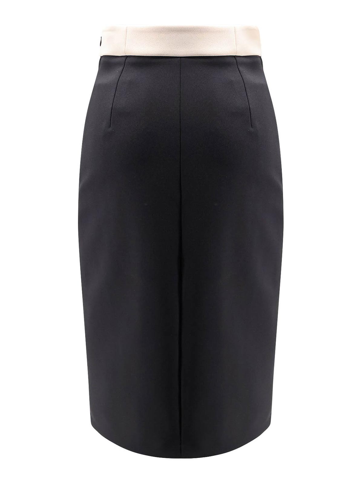 Elisabetta Franchi Crepe Pencil Skirt With Buttoned Patch Pockets In Black