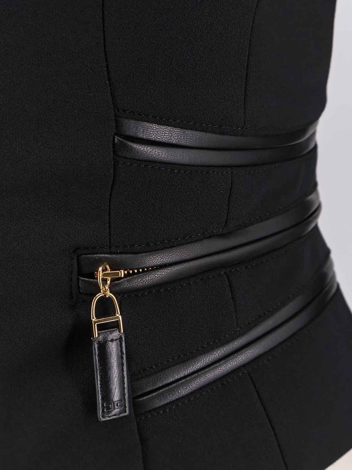 Elisabetta Franchi Fitted Crepe Jacket With Structured Seams In Black