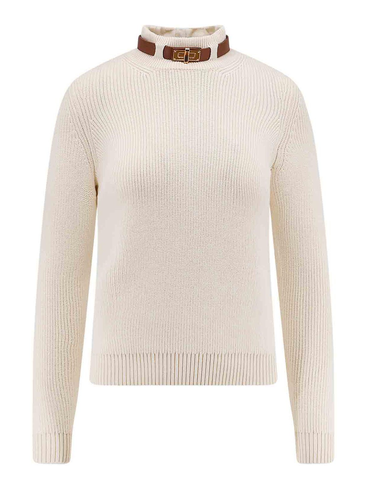 Elisabetta Franchi Wool Mixed Shirt In Neutral
