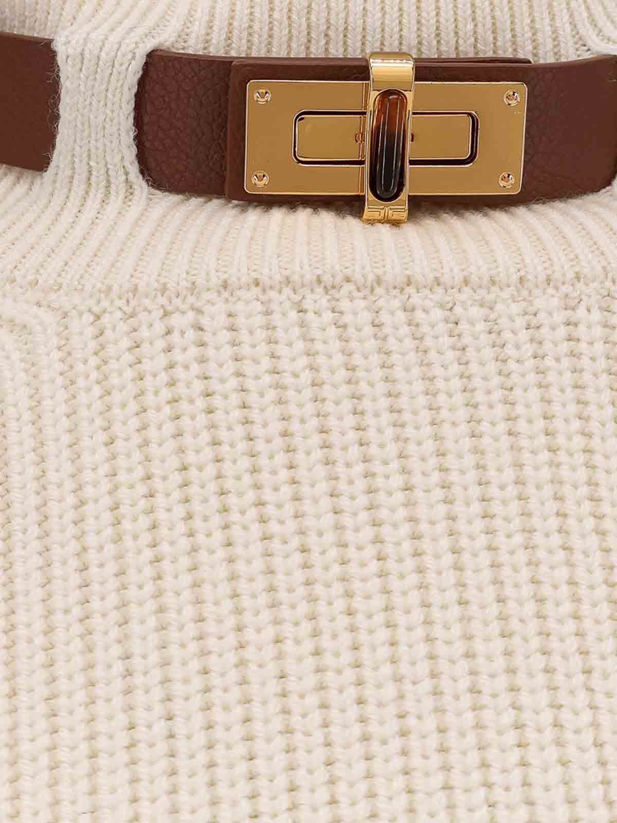 Elisabetta Franchi Wool Mixed Shirt In Neutral