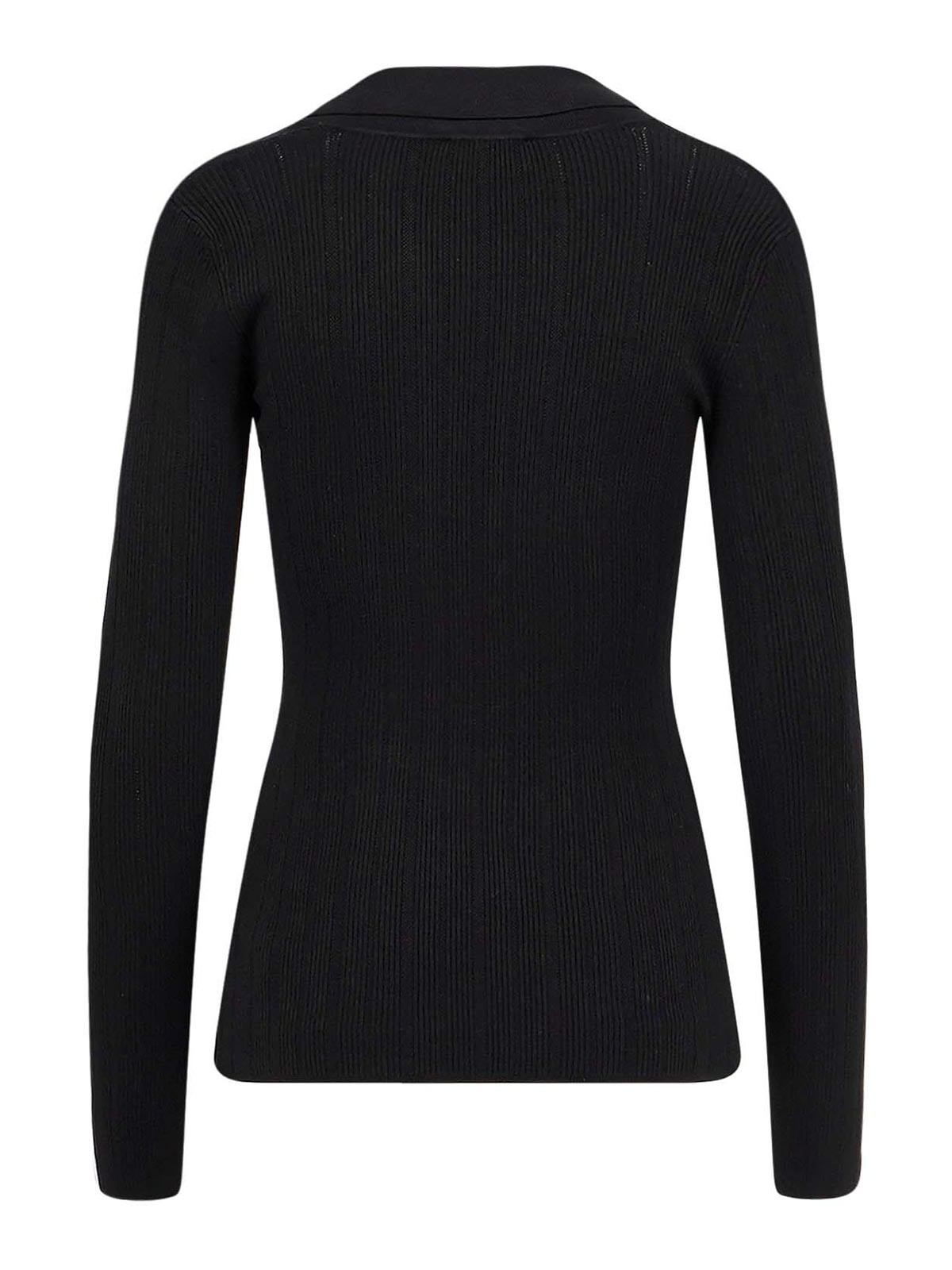 Elisabetta Franchi Silk-blend V-neck Sweater In Black